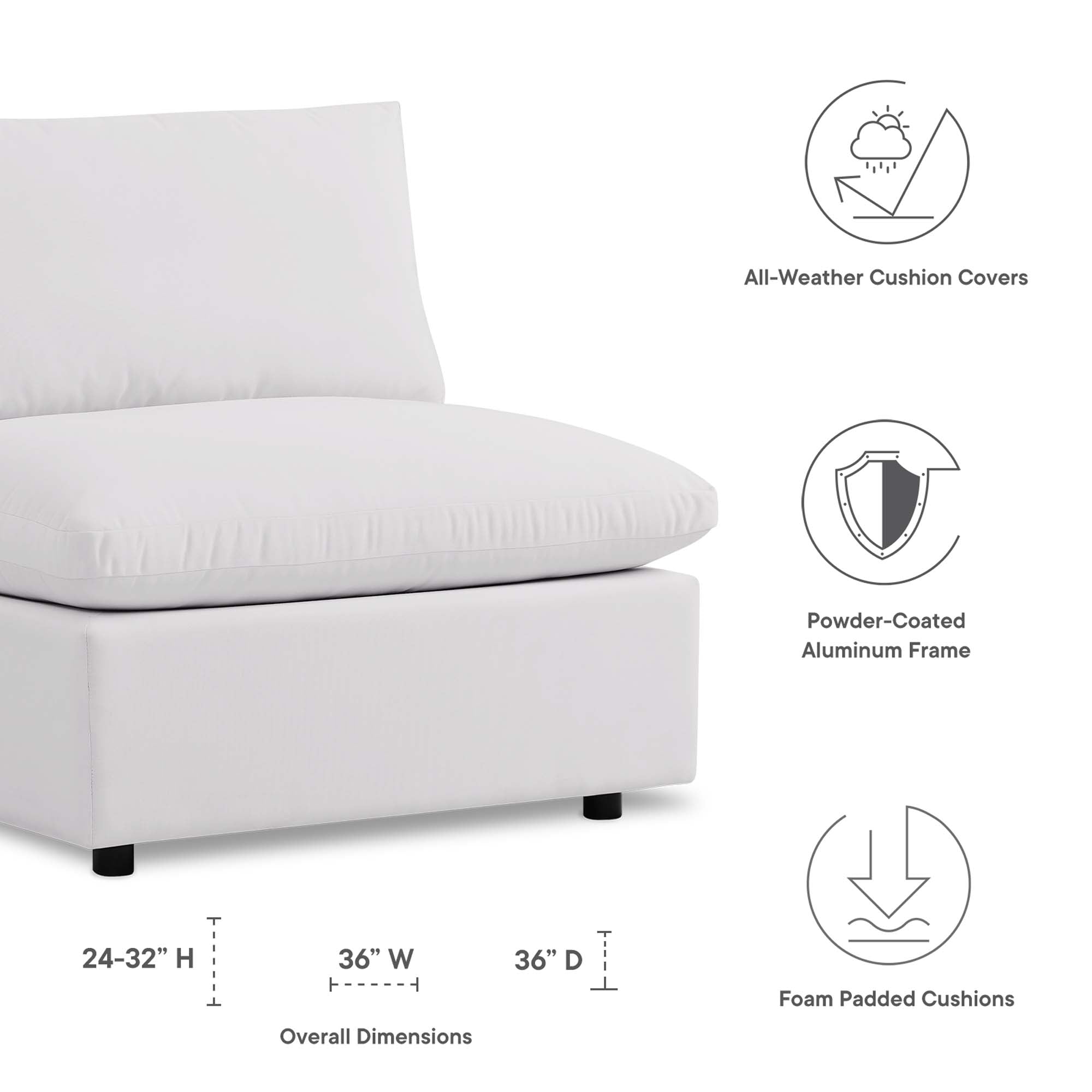 Modway Commix Overstuffed Outdoor Patio Armless Chair