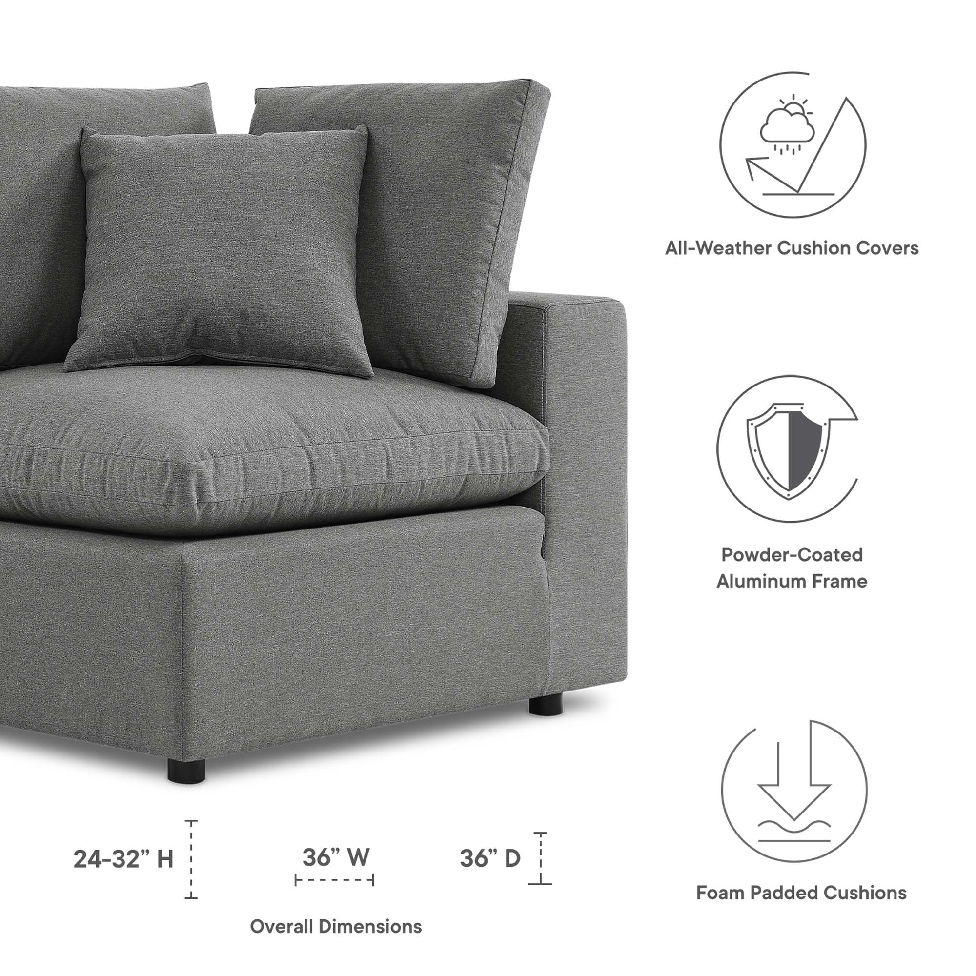 Modway Commix Overstuffed Outdoor Patio Corner Chair