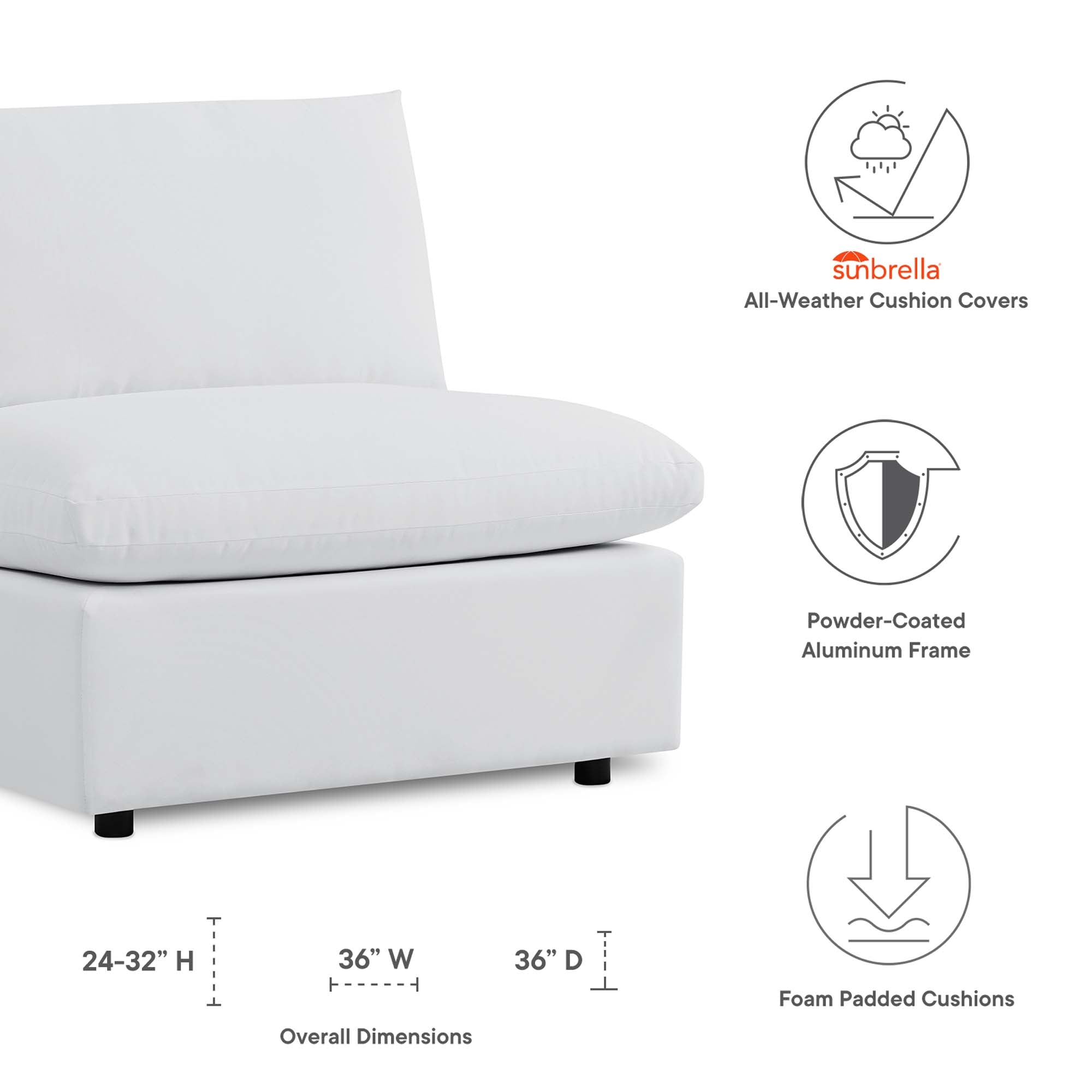Modway Commix Sunbrella® Outdoor Patio Armless Chair