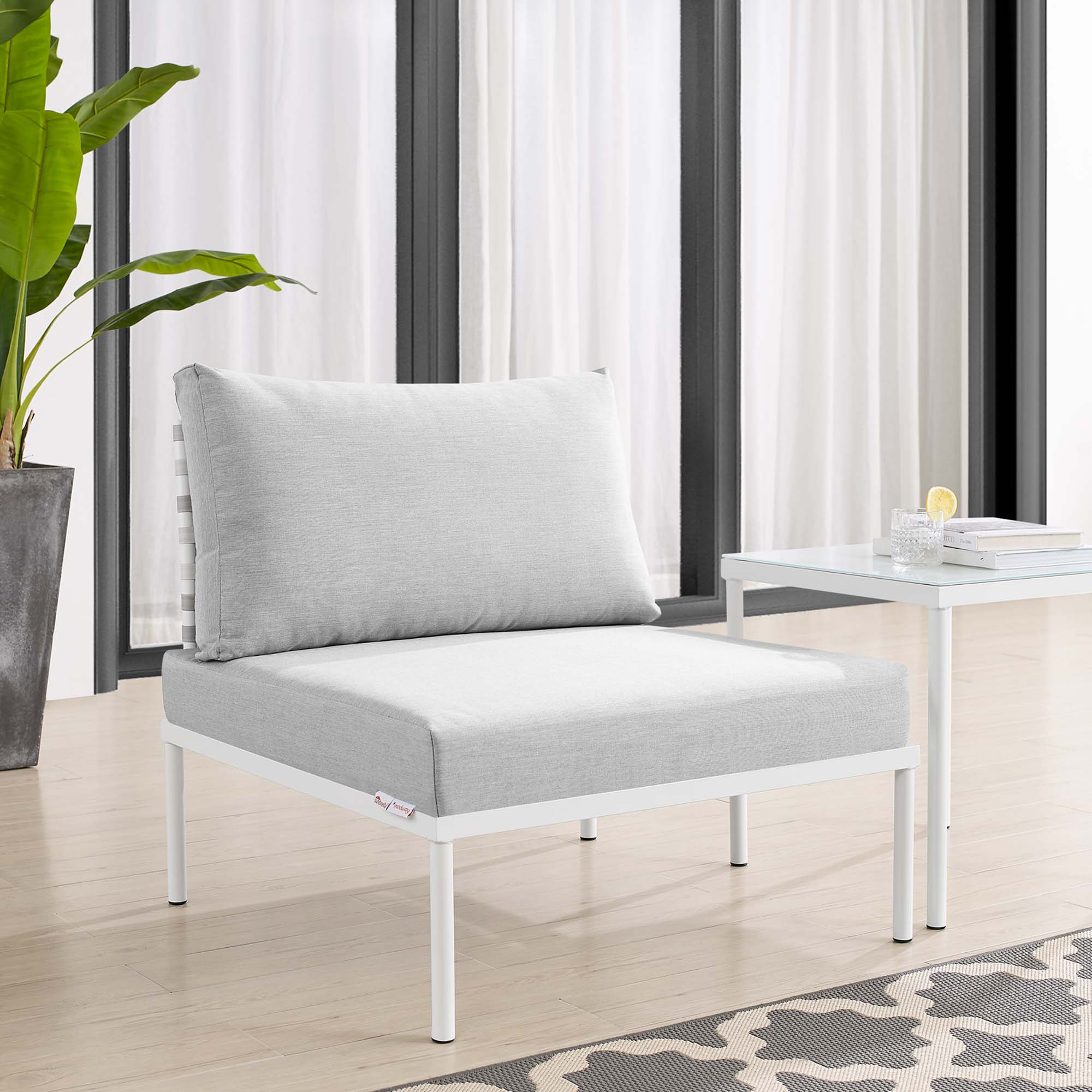 Modway Harmony Sunbrella® Basket Weave Outdoor Patio Aluminum Armless Chair