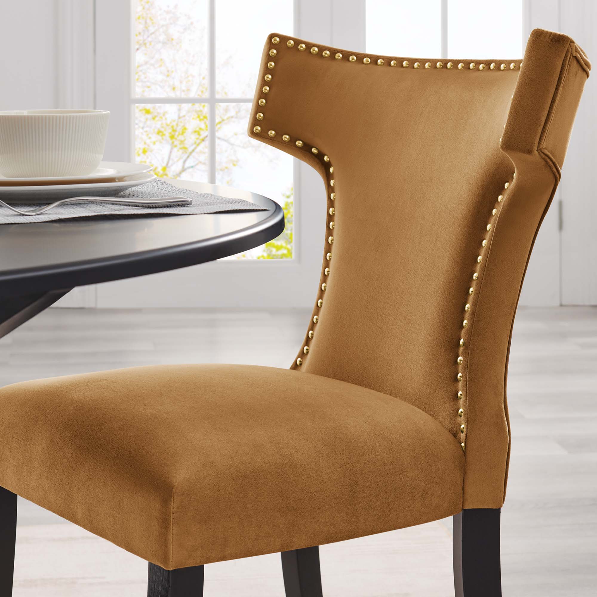 Modway Curve Performance Velvet Dining Chairs Set of 2