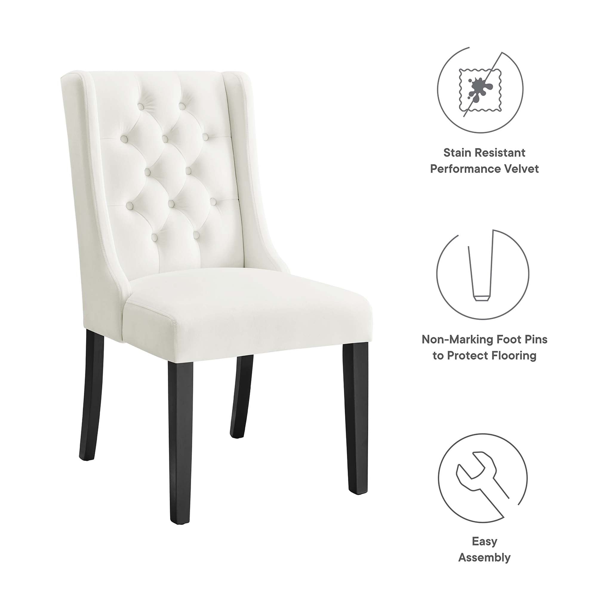 Modway Baronet Performance Velvet Dining Chairs Set of 2