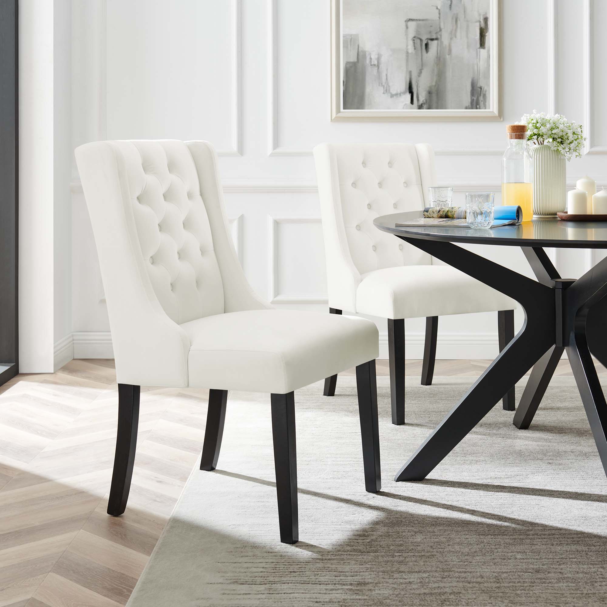 Modway Baronet Performance Velvet Dining Chairs Set of 2