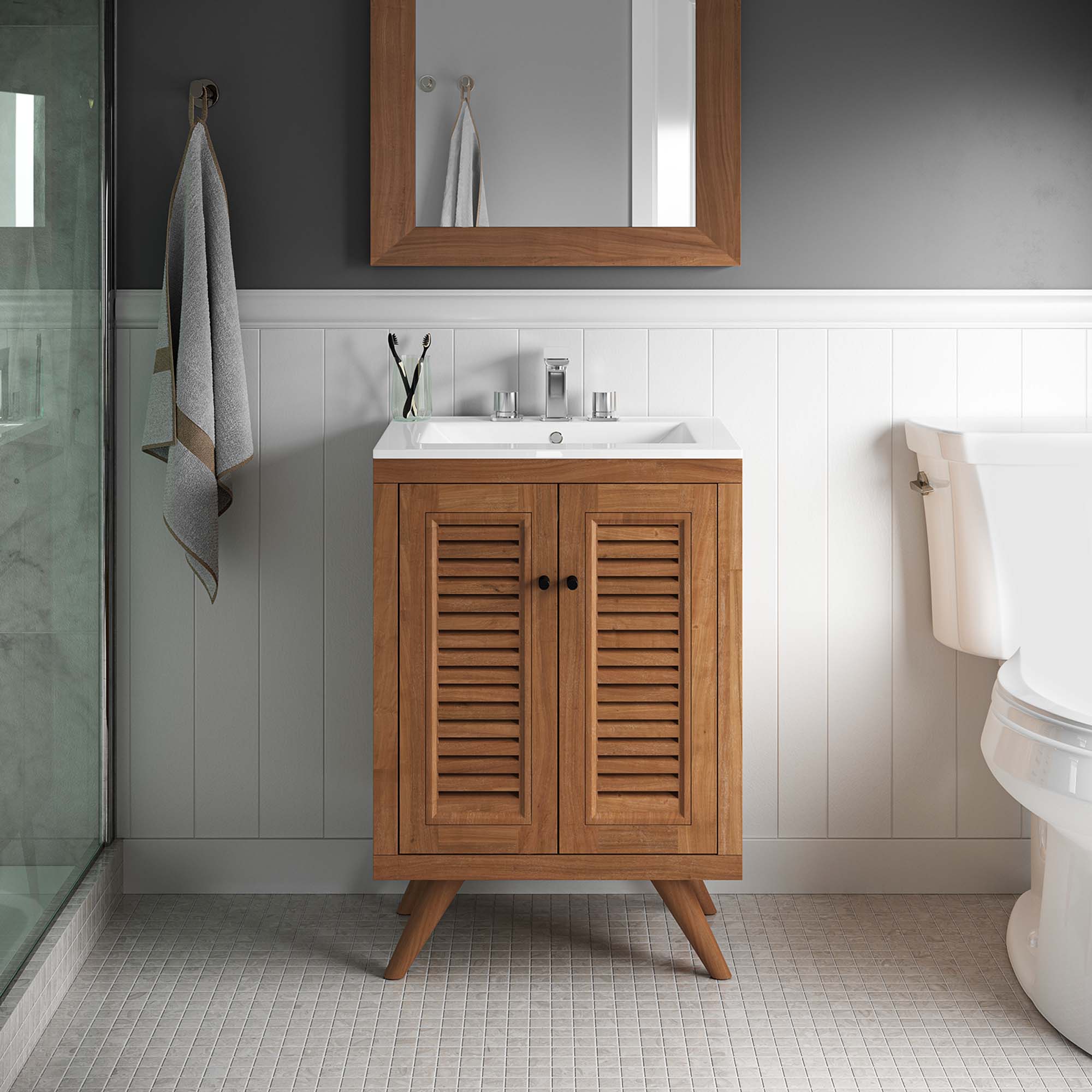 Modway Birdie 24" Teak Wood Bathroom Vanity Cabinet (Sink Basin Not Included)