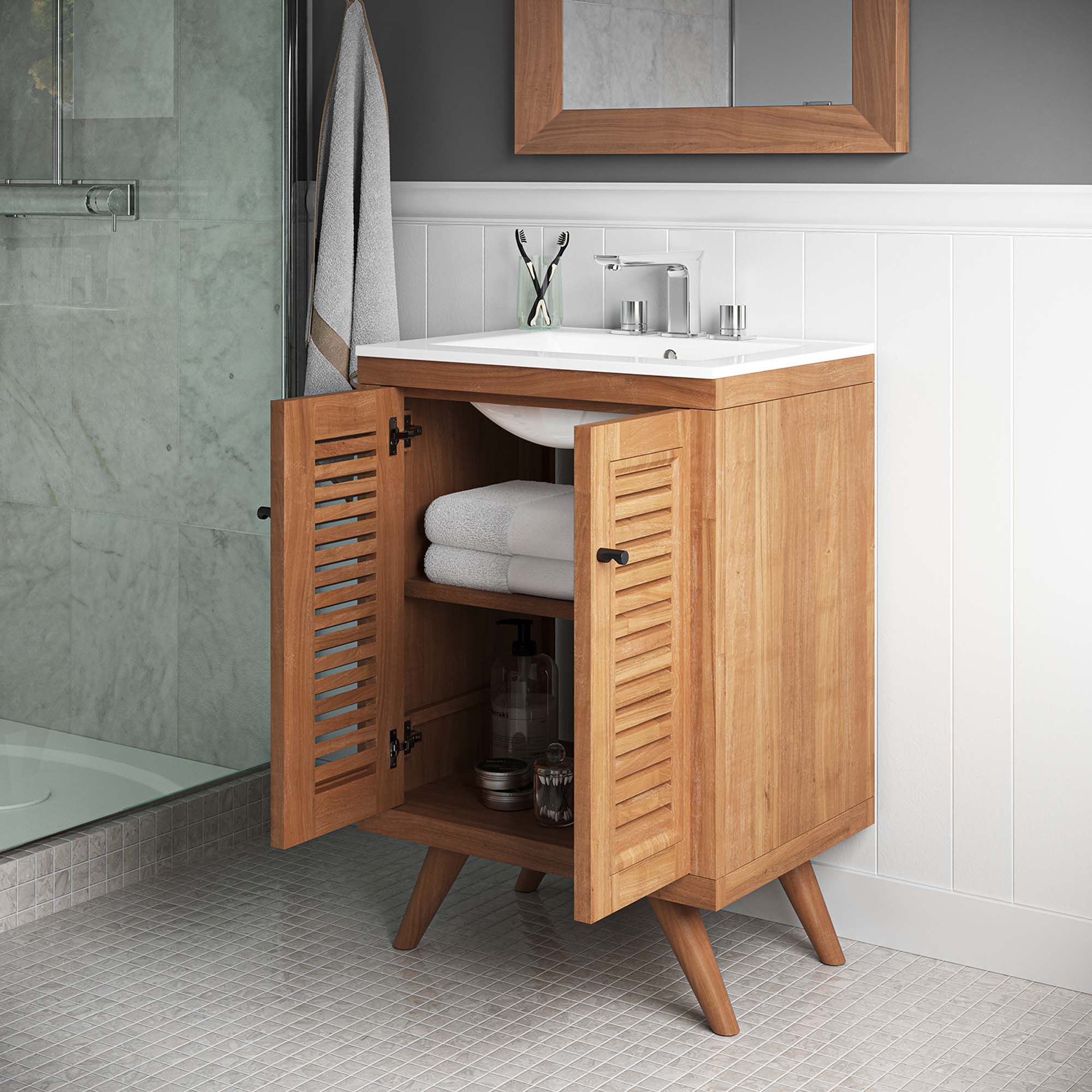 Modway Birdie 24" Teak Wood Bathroom Vanity Cabinet (Sink Basin Not Included)