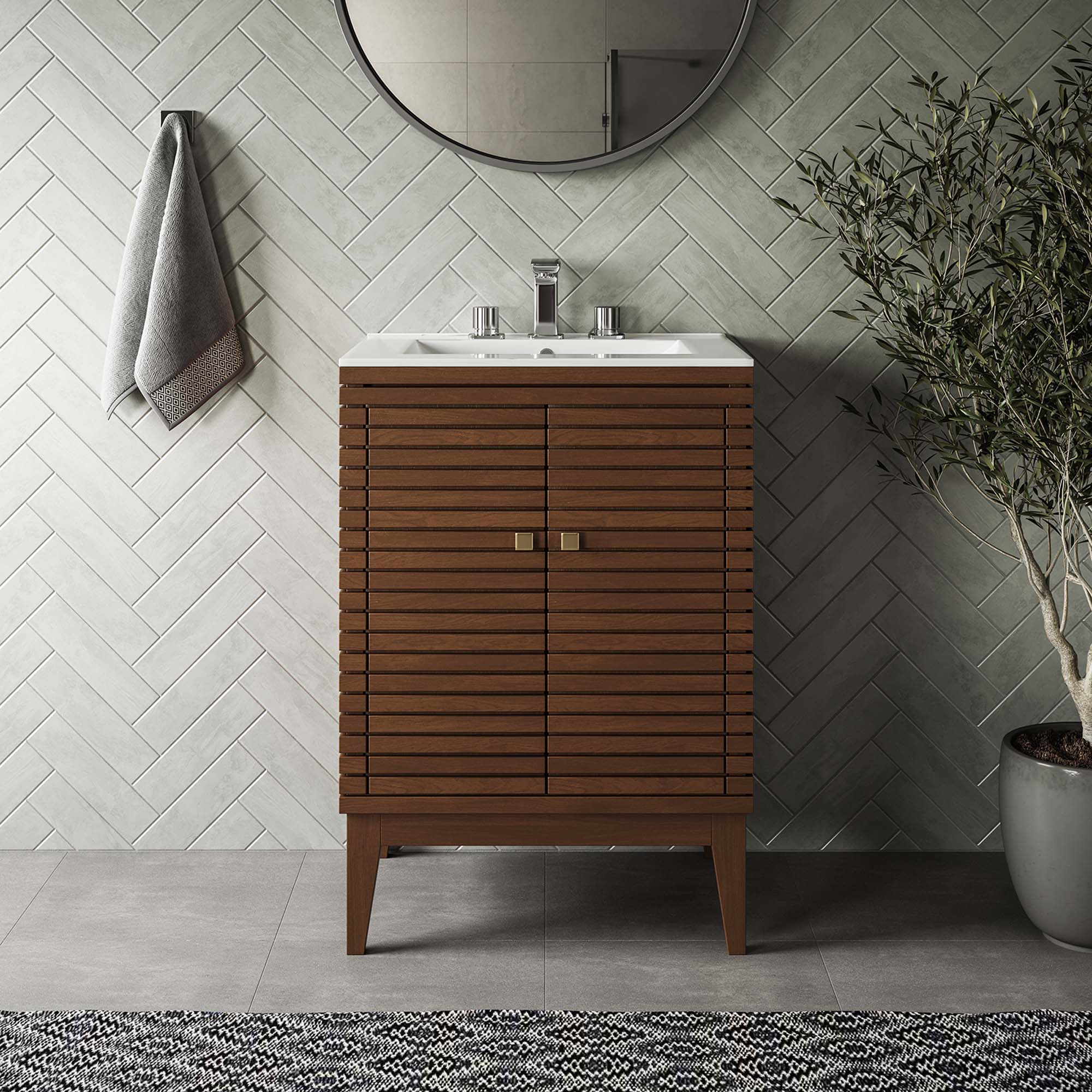 Modway Ledger 24" Wood Bathroom Vanity Cabinet (Sink Basin Not Included)