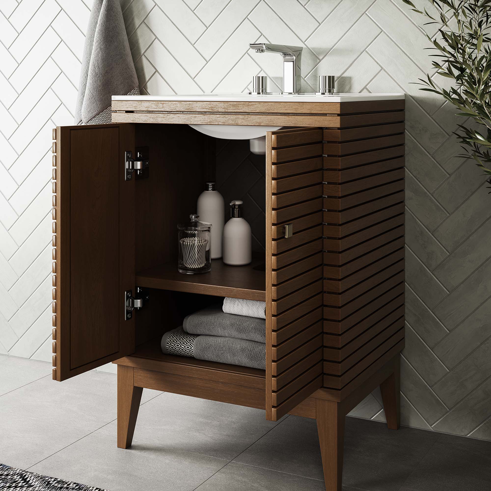 Modway Ledger 24" Wood Bathroom Vanity Cabinet (Sink Basin Not Included)