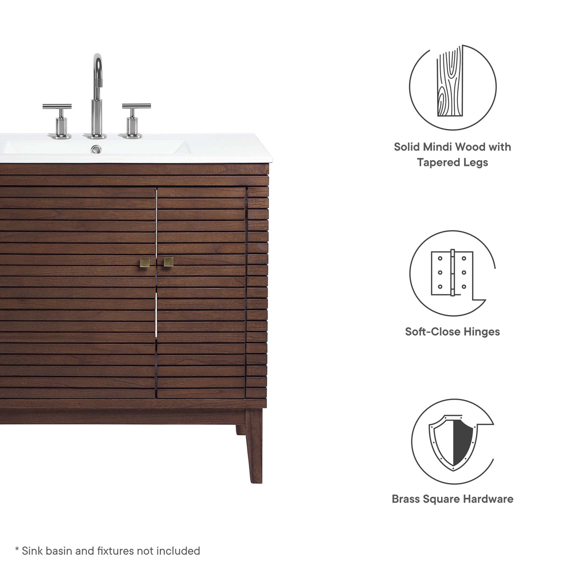 Modway Ledger 36" Wood Bathroom Vanity Cabinet (Sink Basin Not Included)