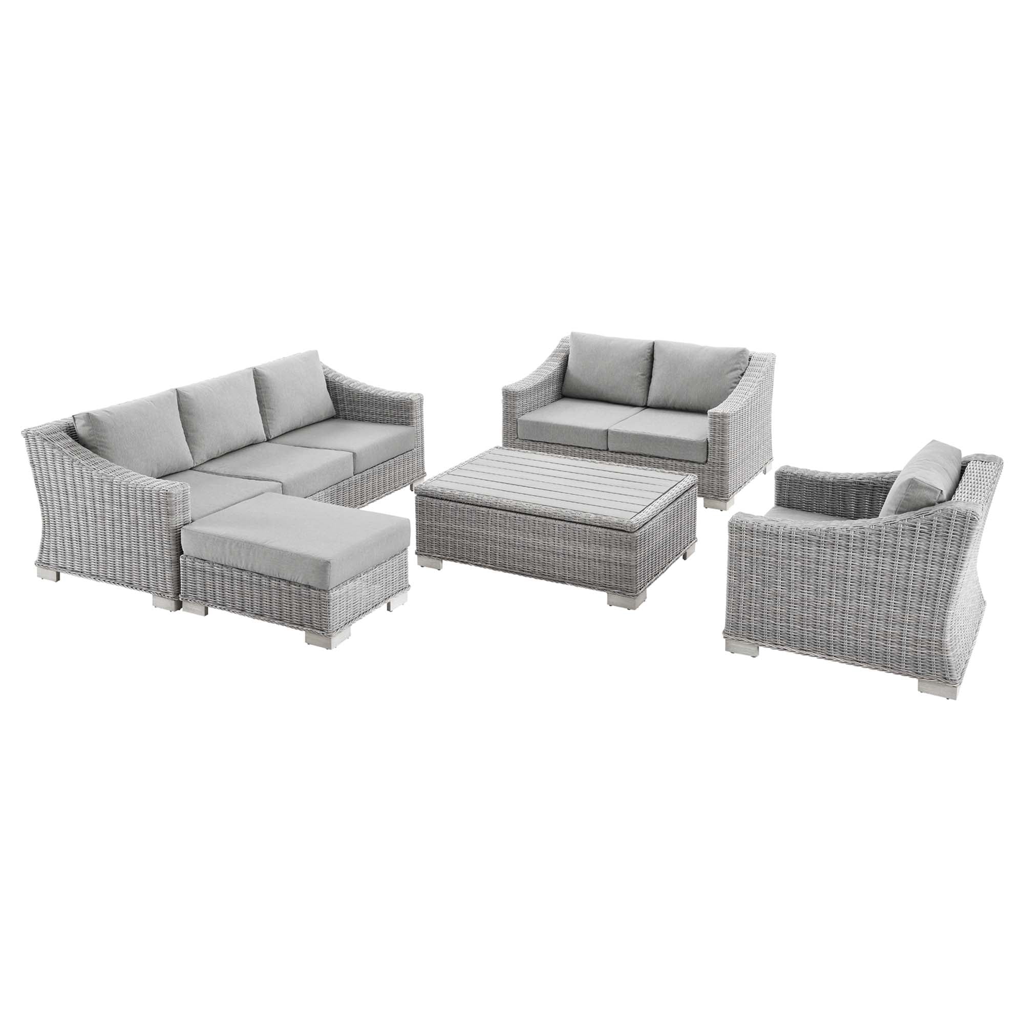 Modway Conway 5-Piece Outdoor Patio Wicker Rattan Furniture Set