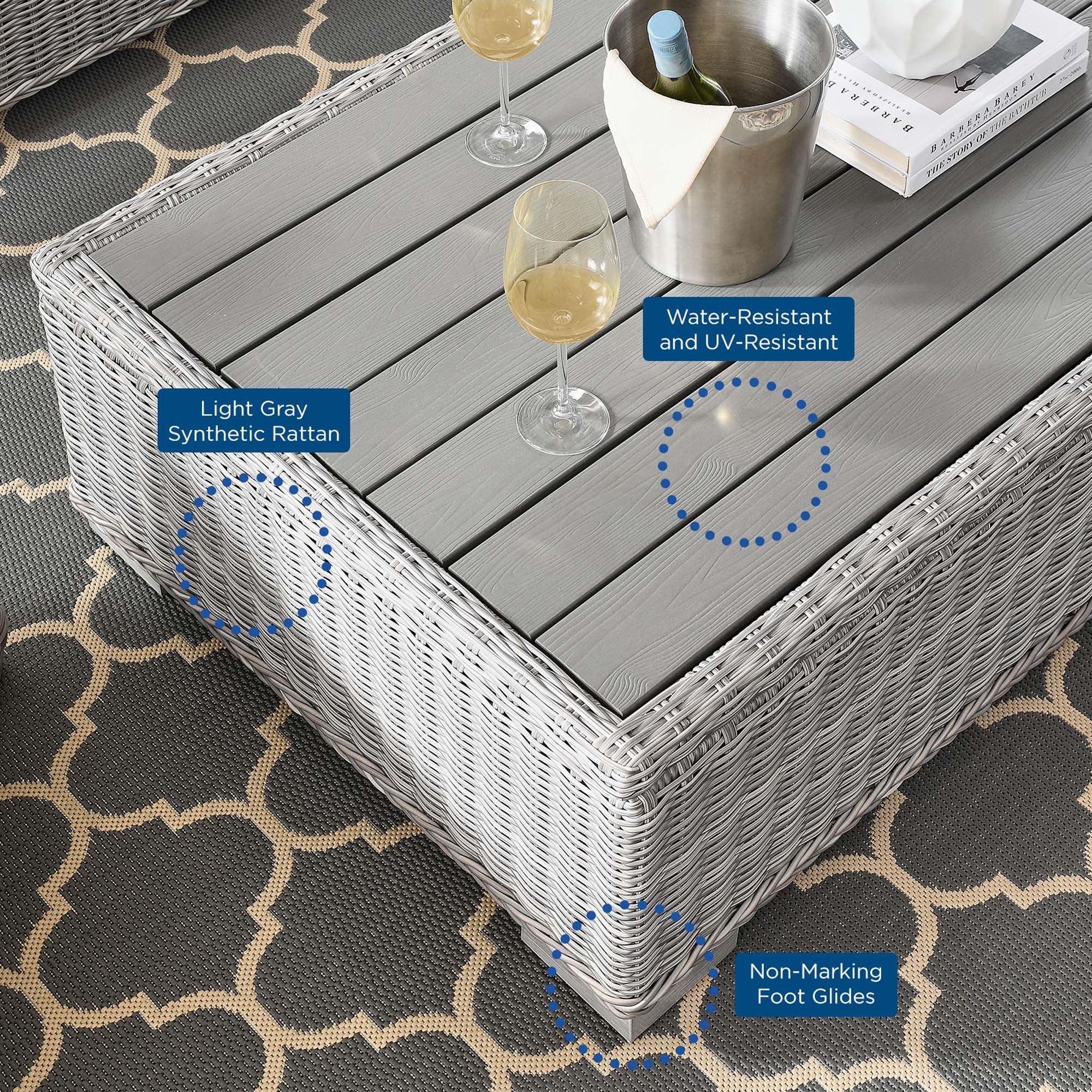 Modway Conway 4-Piece Outdoor Patio Wicker Rattan Furniture Set