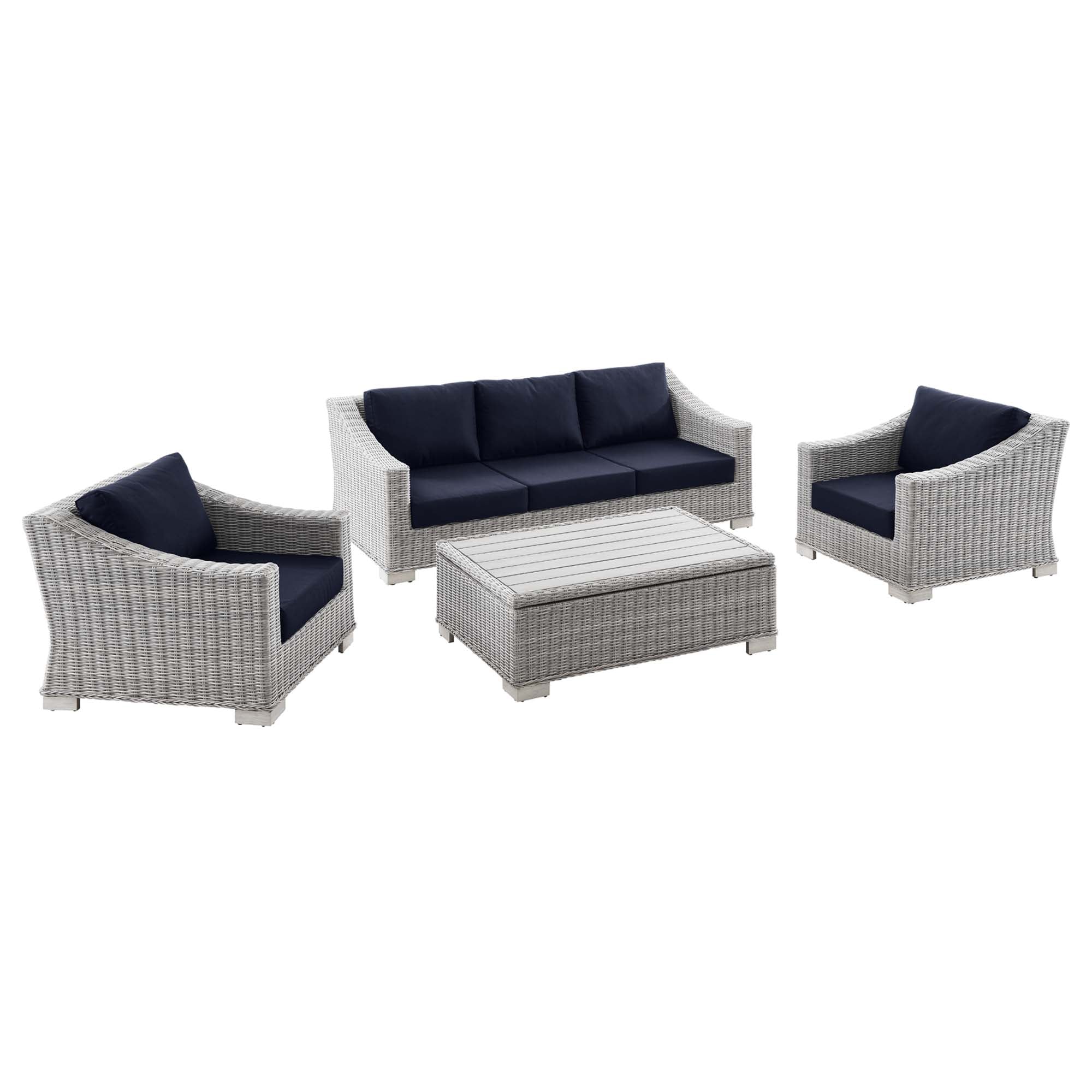 Modway Conway 4-Piece Outdoor Patio Wicker Rattan Furniture Set