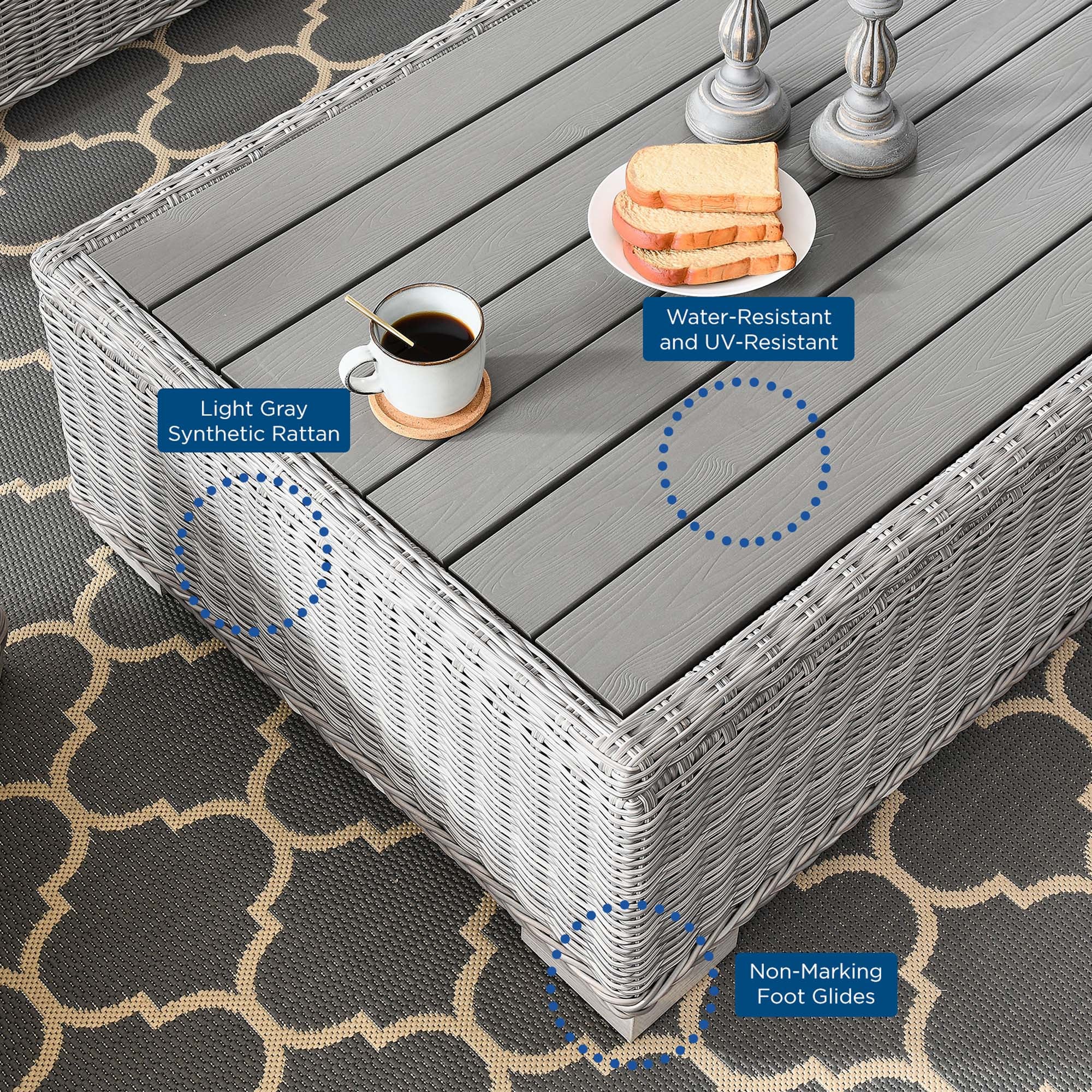 Modway Conway 4-Piece Outdoor Patio Wicker Rattan Furniture Set