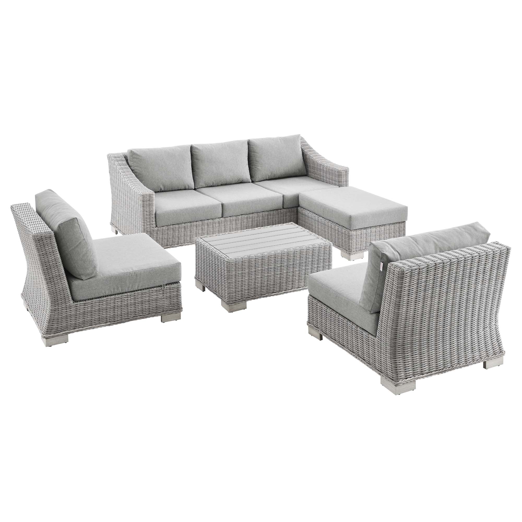 Modway Conway 5-Piece Outdoor Patio Wicker Rattan Furniture Set