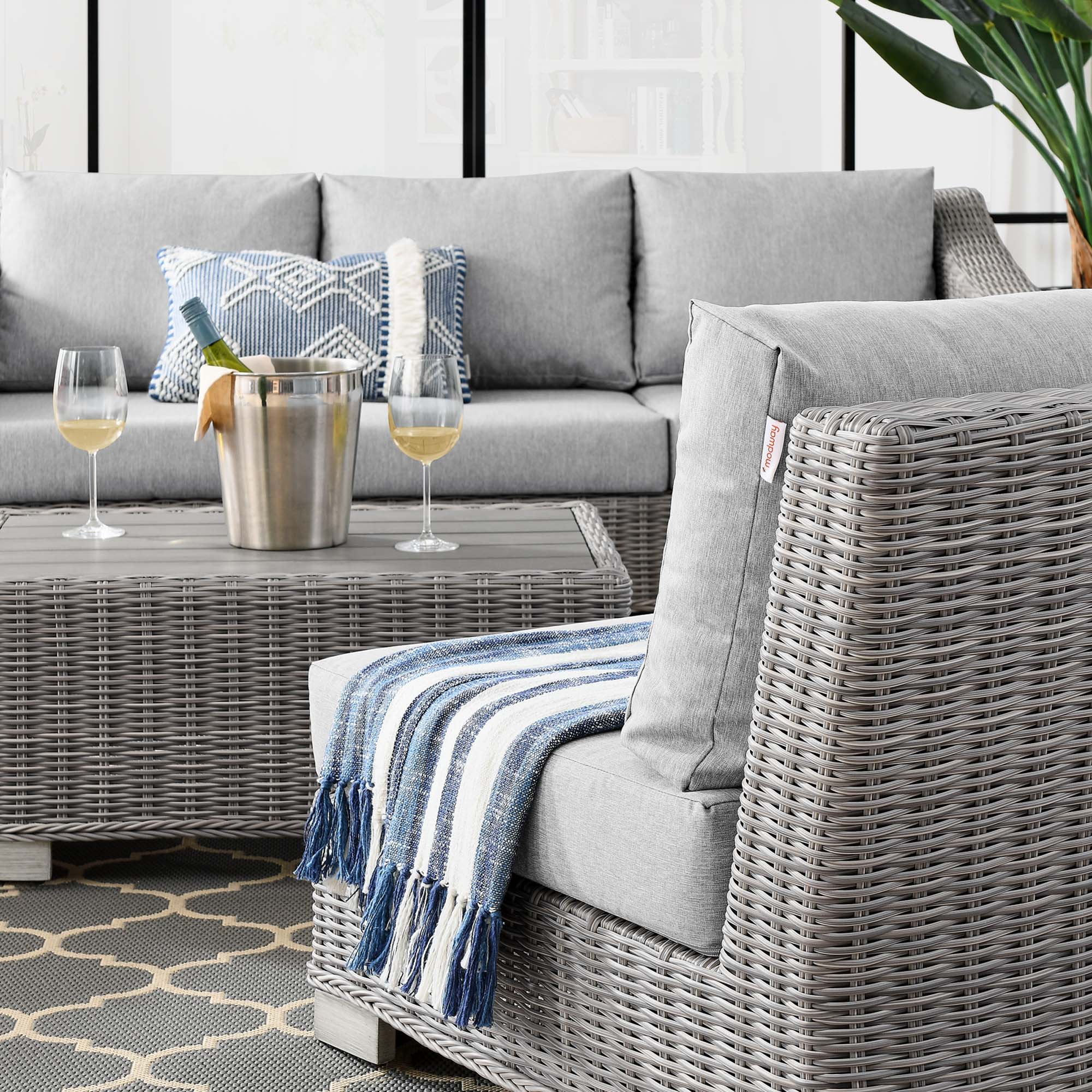 Modway Conway 5-Piece Outdoor Patio Wicker Rattan Furniture Set