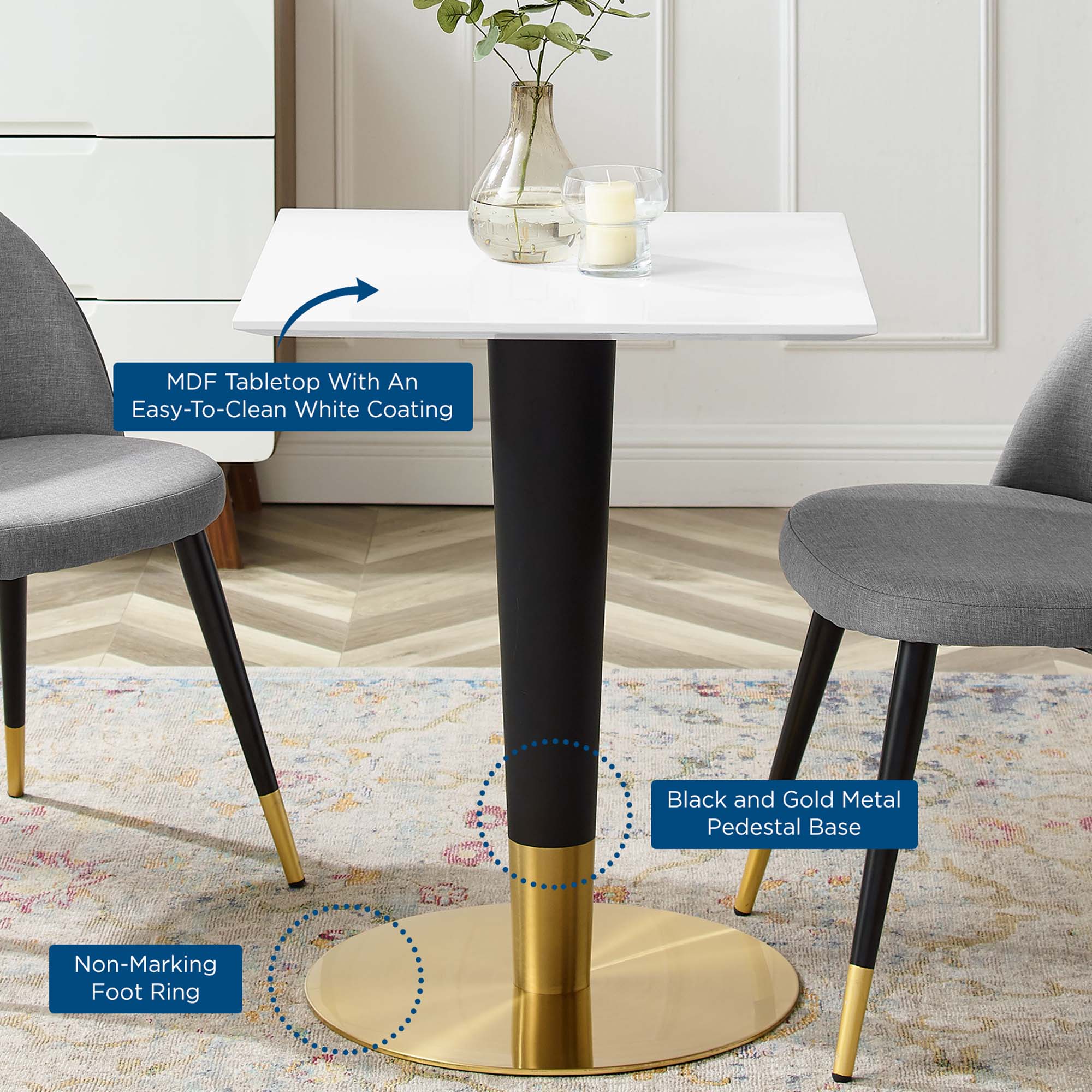 Modway Zinque 24" Square Dining Table