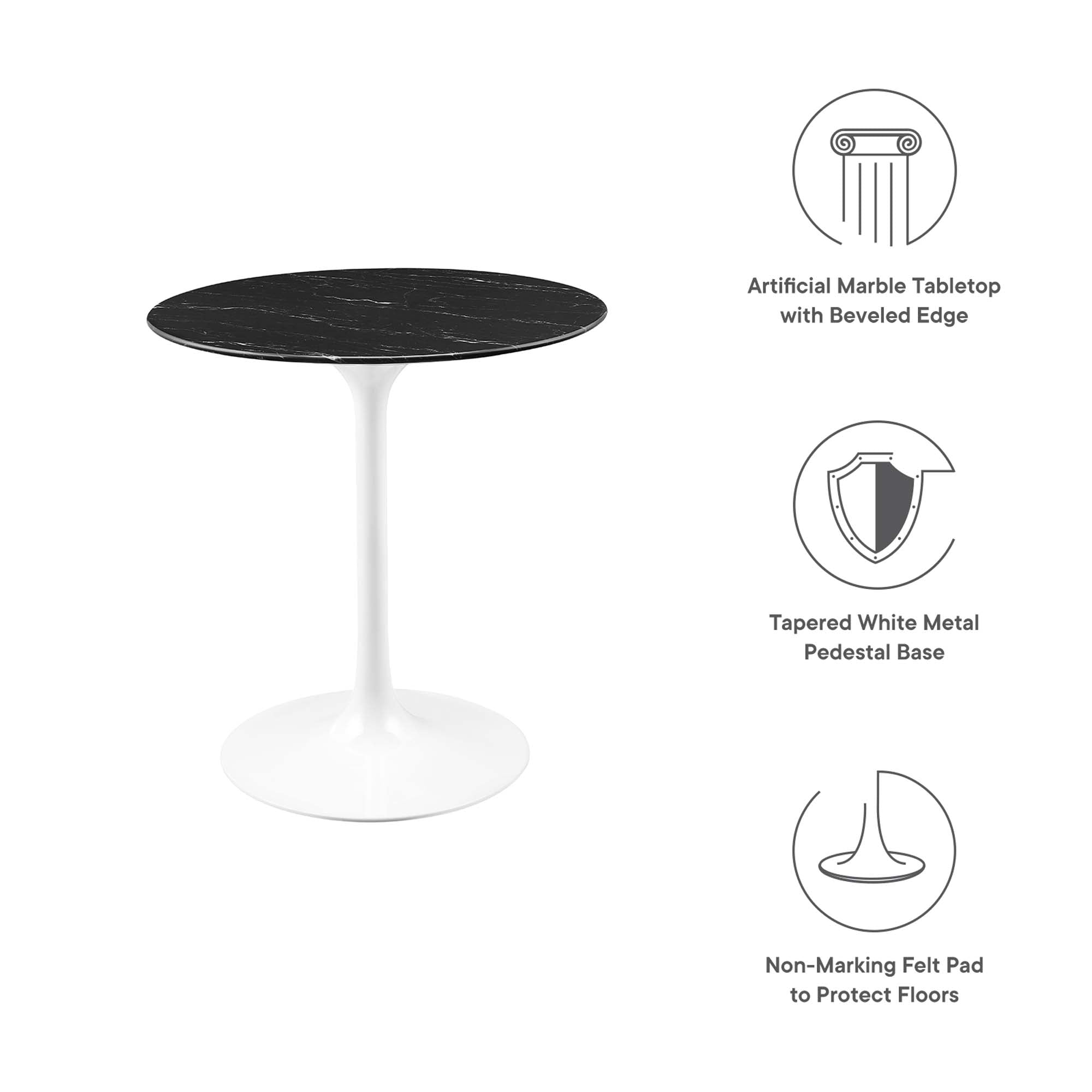 Modway Lippa 28" Round Faux Marble Dining Table