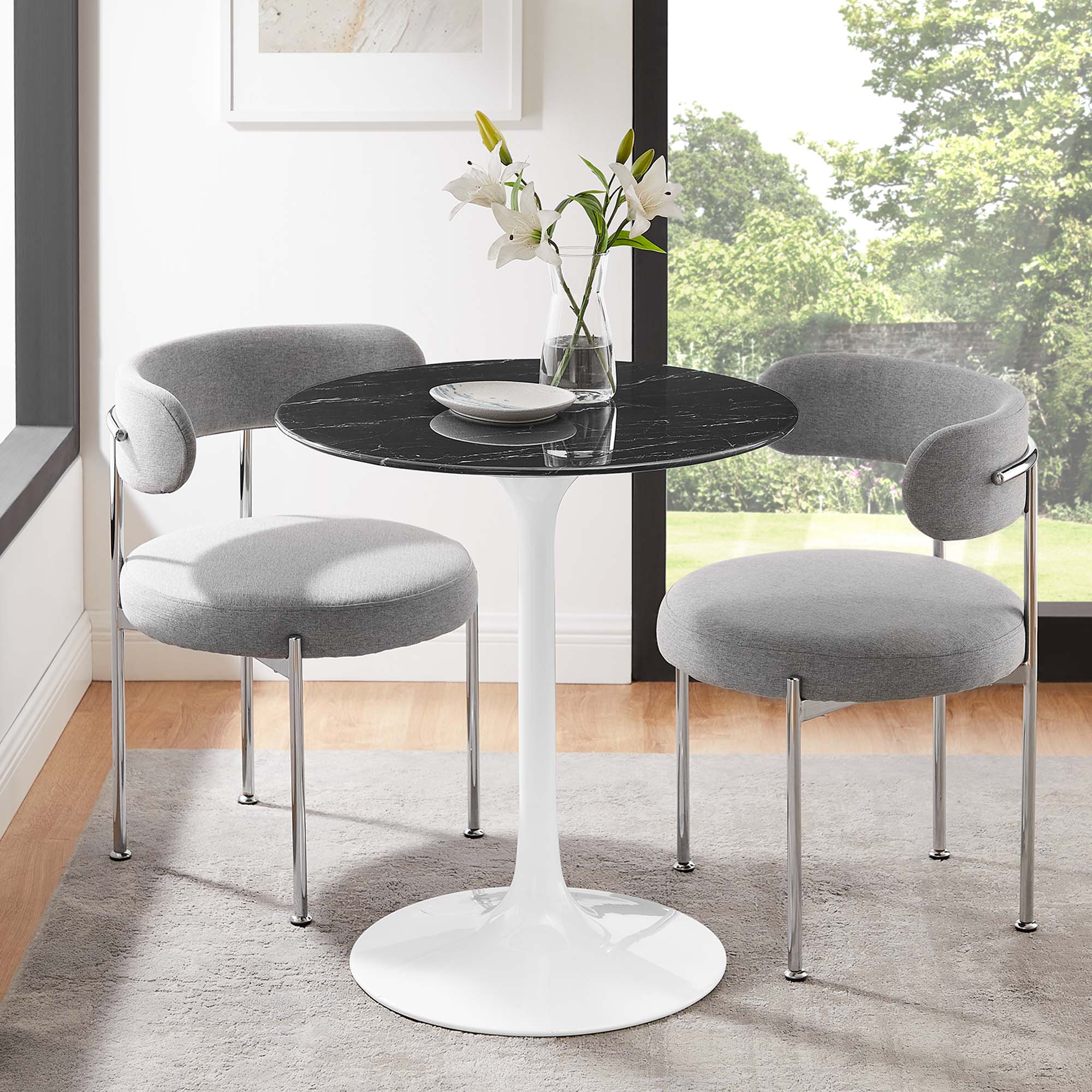 Modway Lippa 28" Round Faux Marble Dining Table