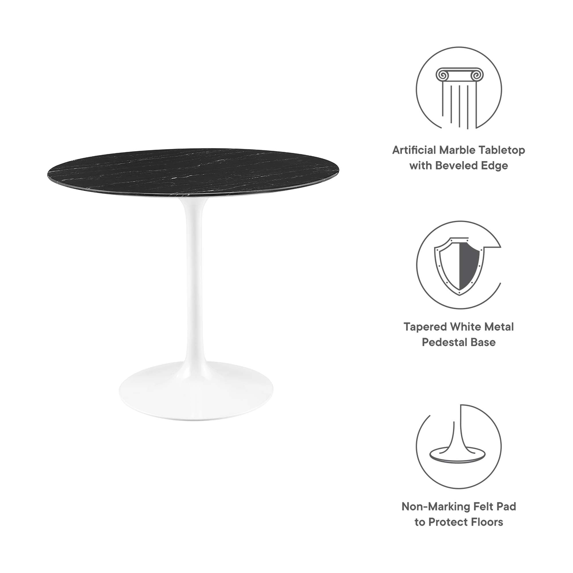 Modway Lippa 36" Round Faux Marble Dining Table
