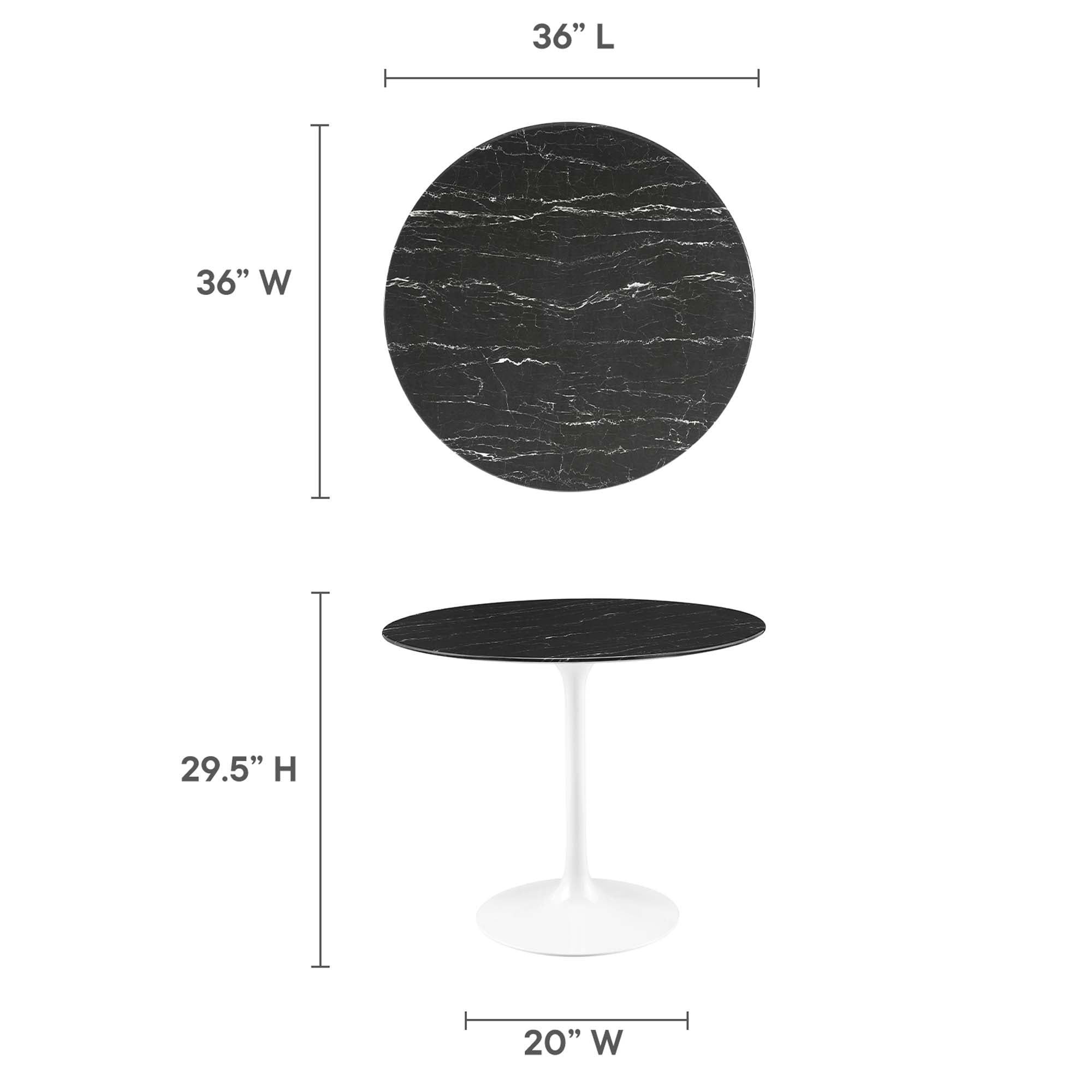 Modway Lippa 36" Round Faux Marble Dining Table