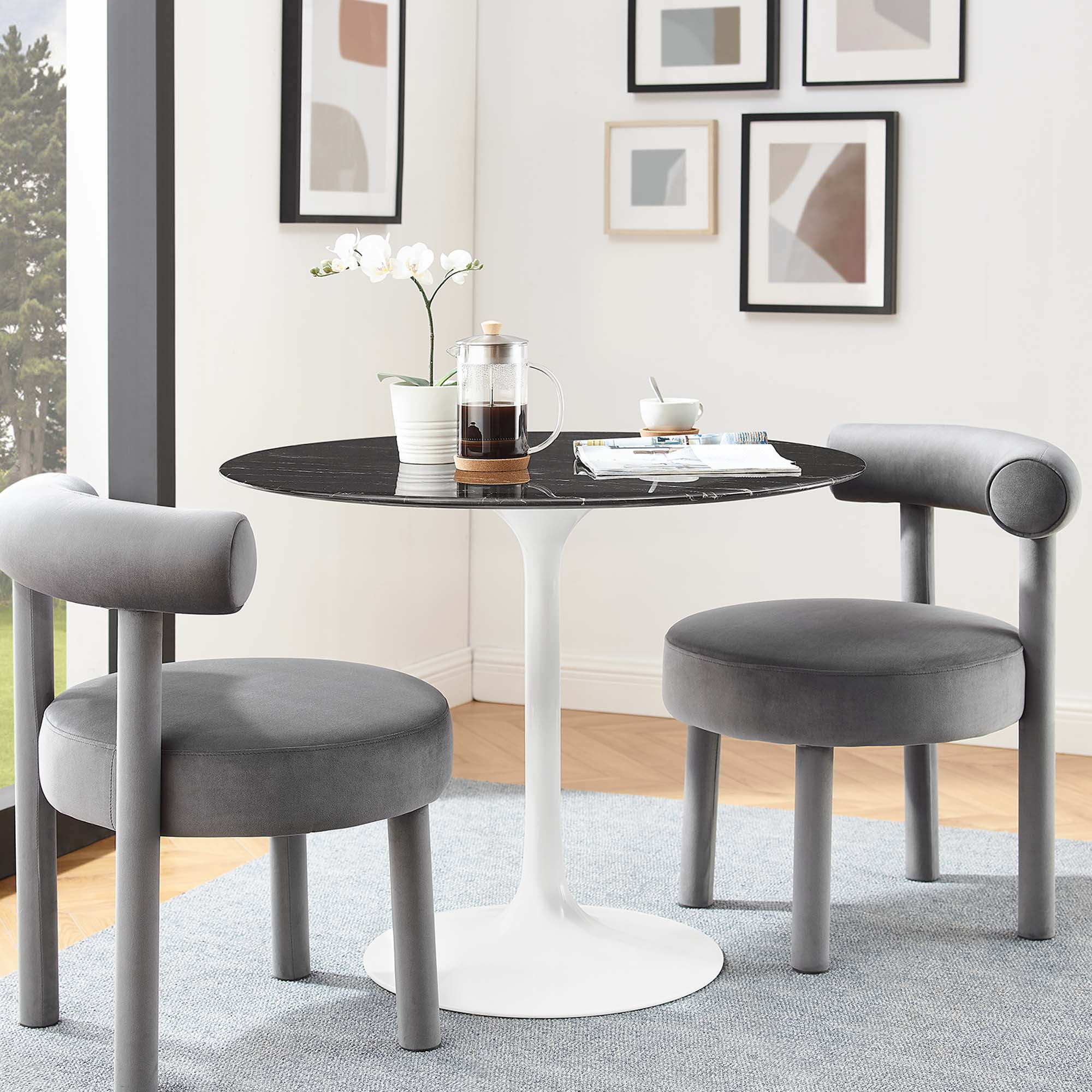 Modway Lippa 36" Round Faux Marble Dining Table