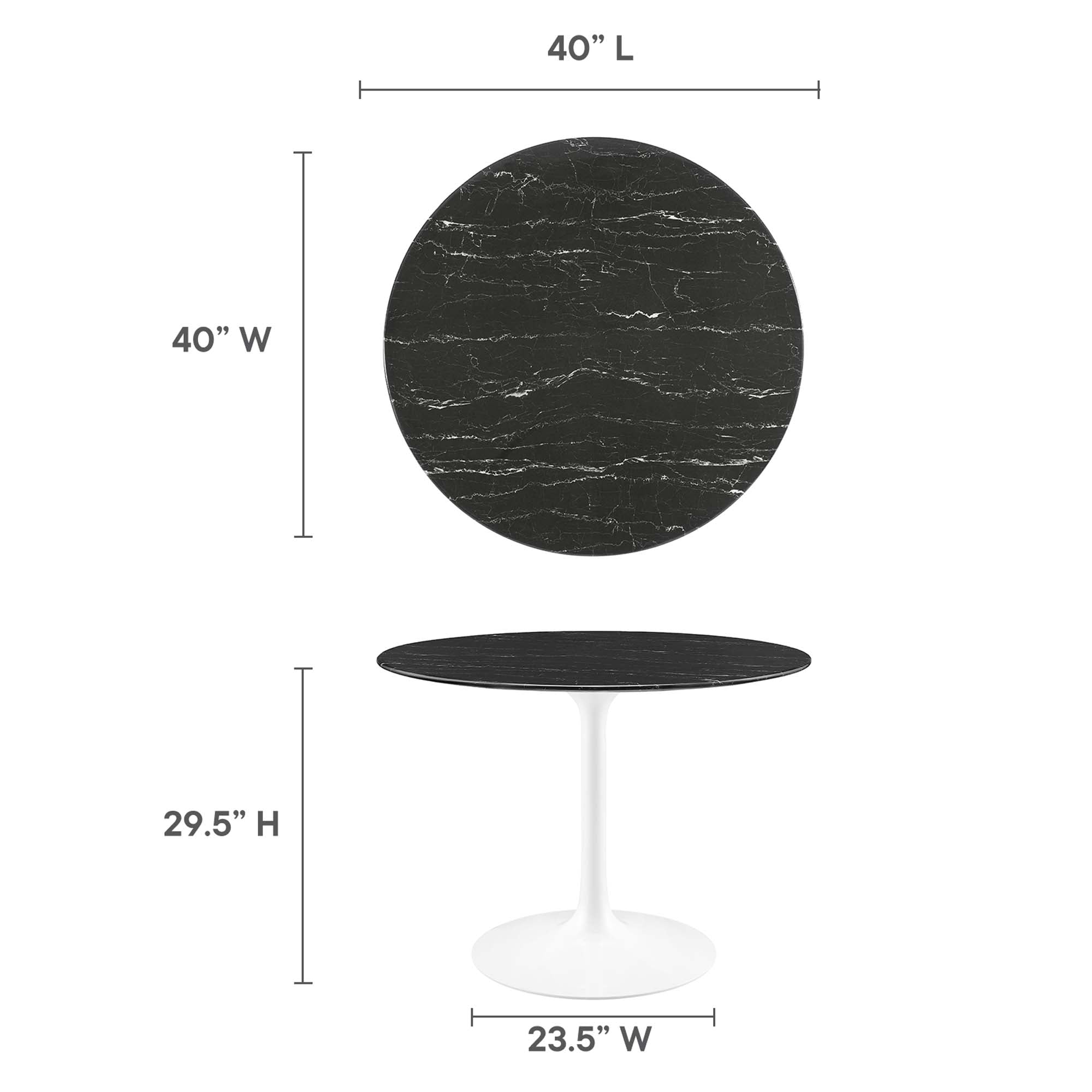 Modway Lippa 40" Round Faux Marble Dining Table