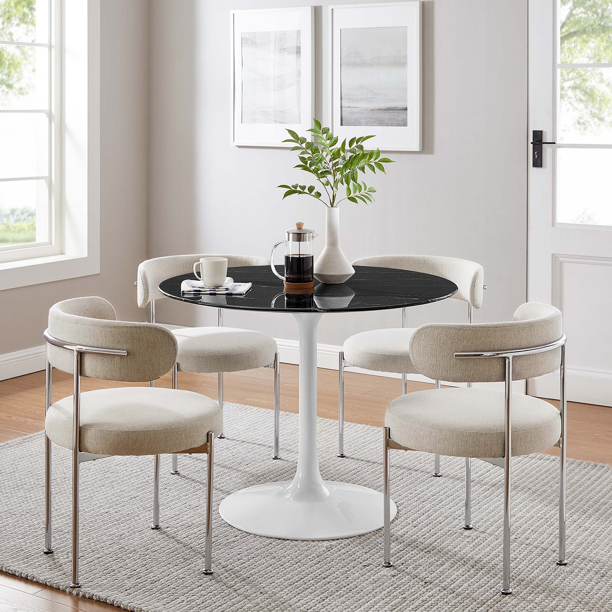 Modway Lippa 40" Round Faux Marble Dining Table