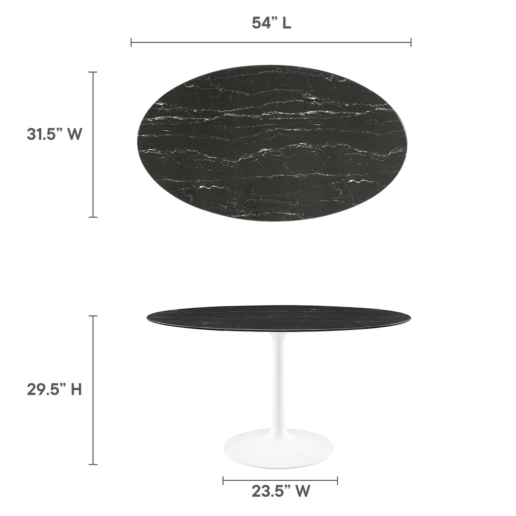 Modway Lippa 54" Oval Faux Marble Dining Table