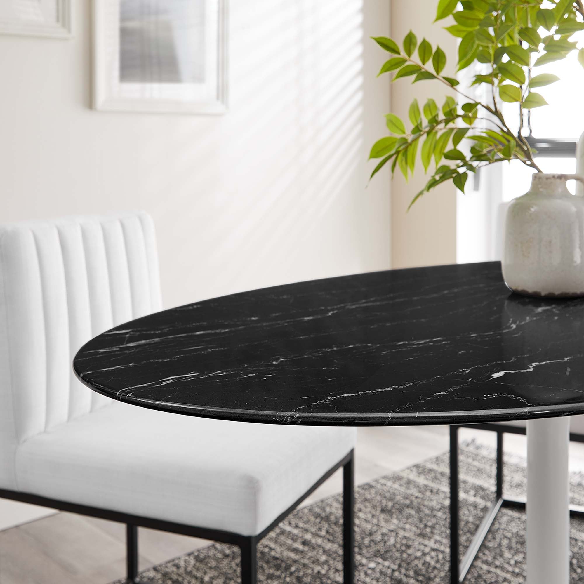 Modway Lippa 54" Oval Faux Marble Dining Table