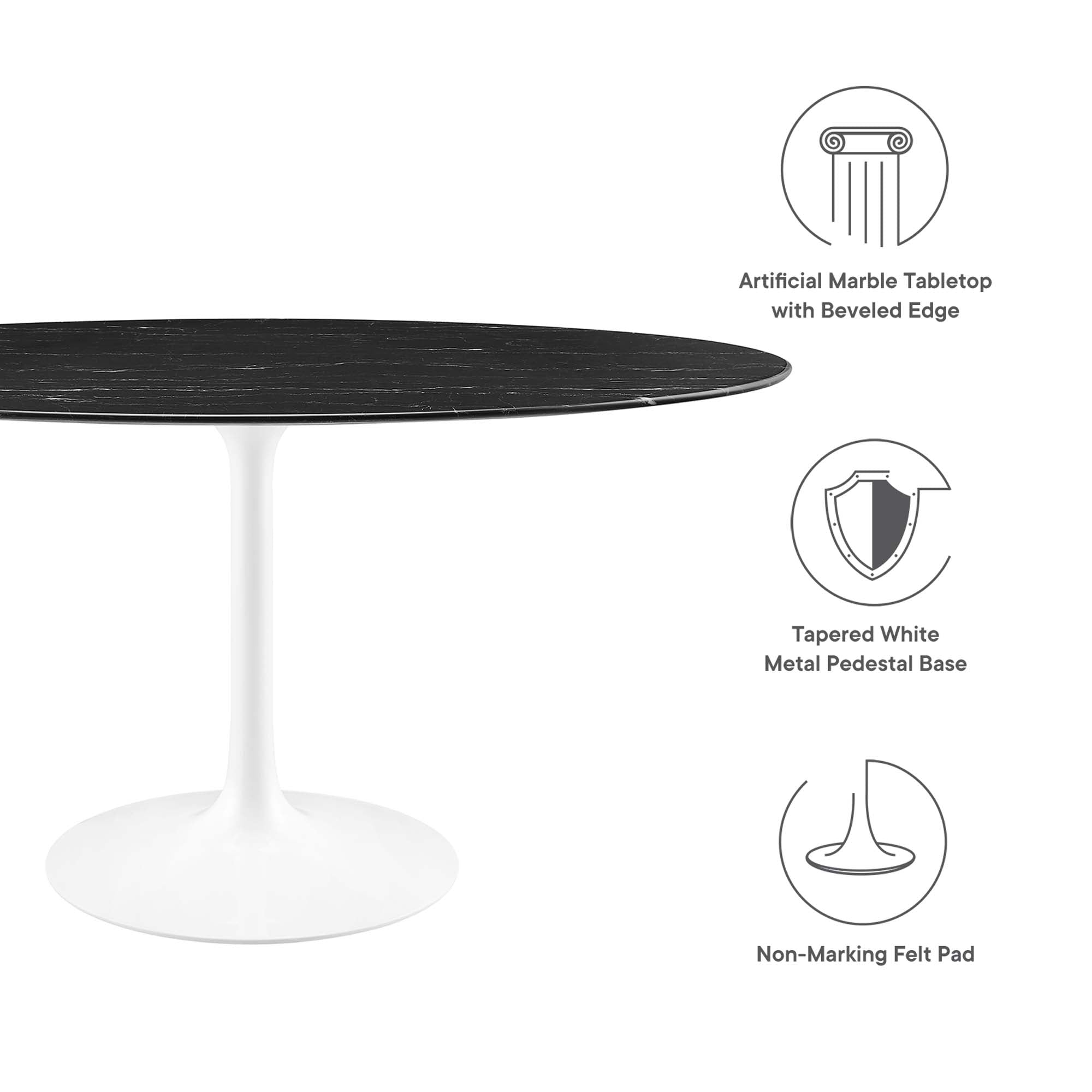 Modway Lippa 60" Oval Faux Marble Dining Table