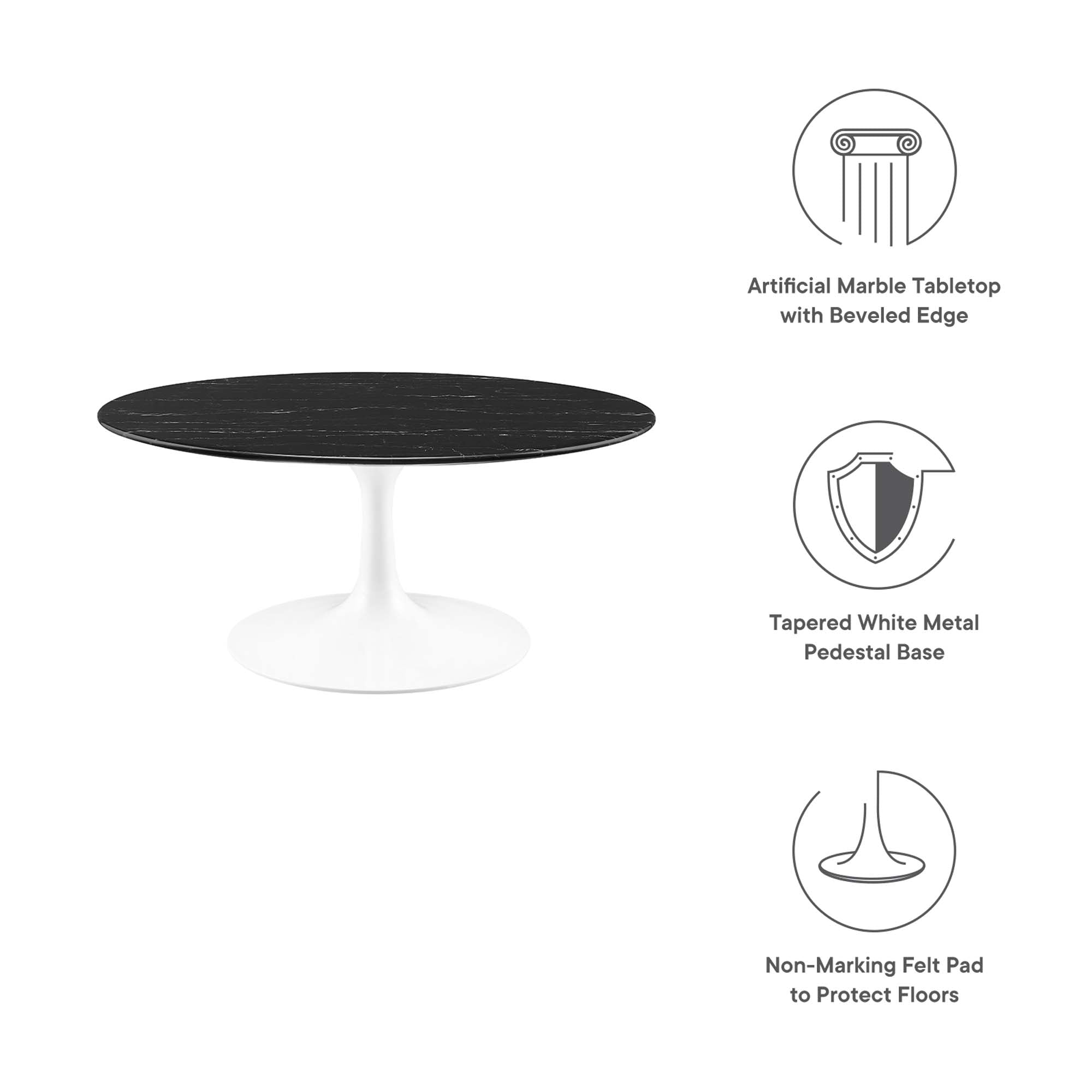 Modway Lippa 36" Round Faux Marble Coffee Table