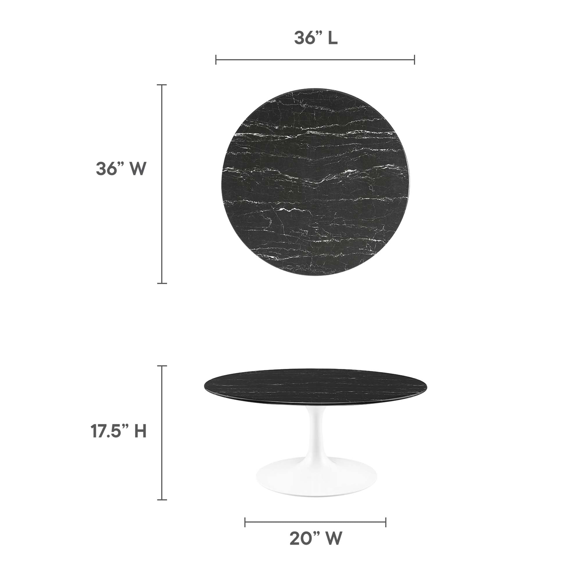 Modway Lippa 36" Round Faux Marble Coffee Table