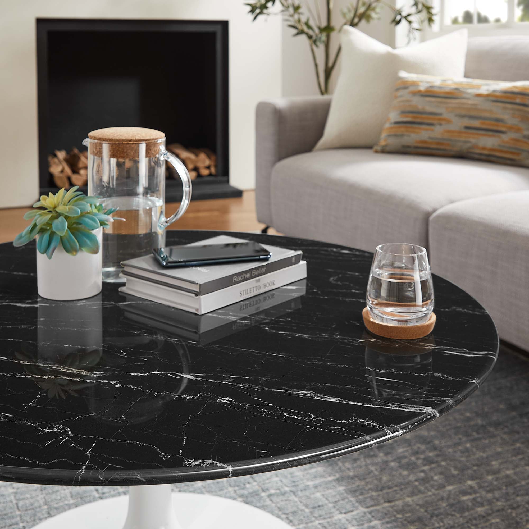 Modway Lippa 36" Round Faux Marble Coffee Table