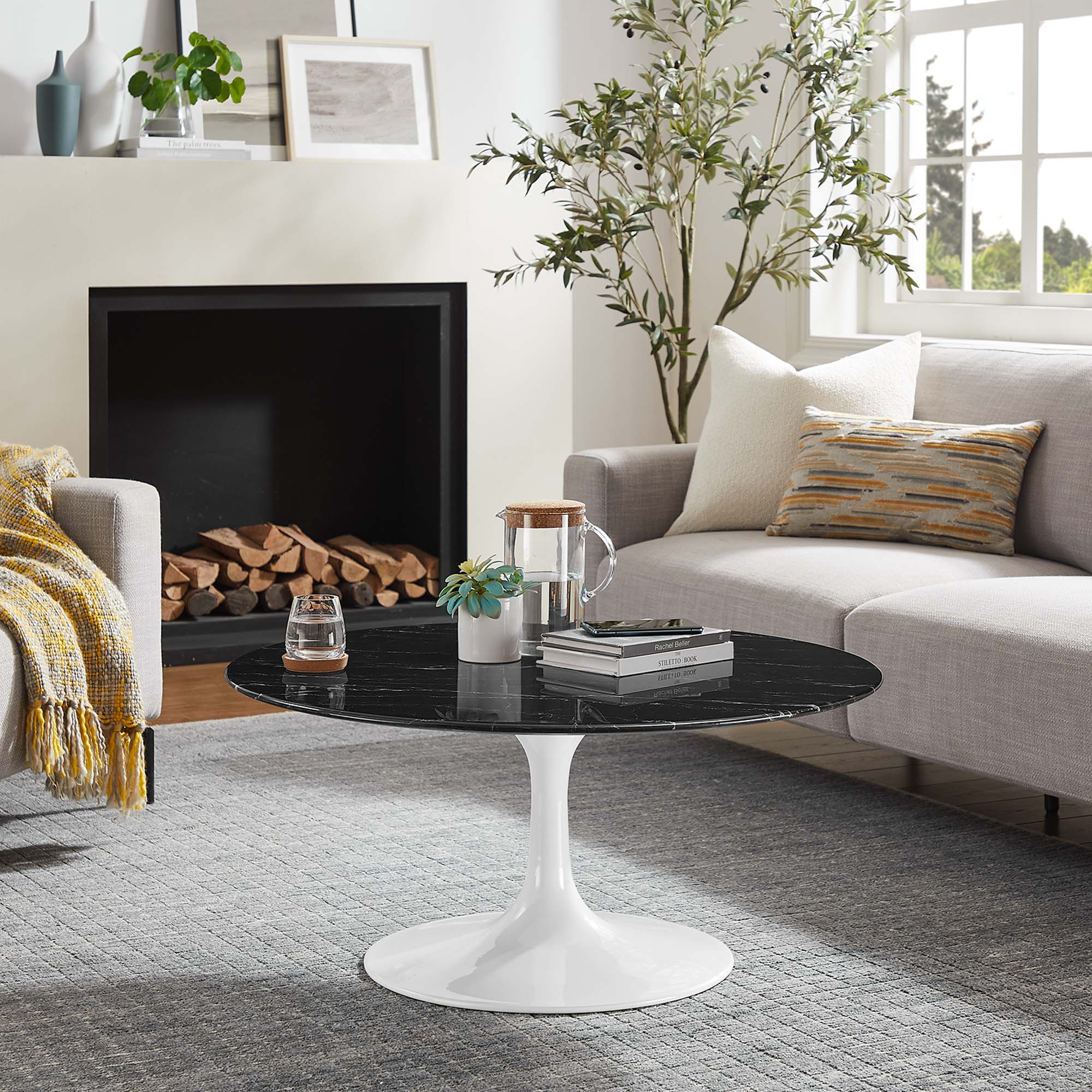 Modway Lippa 36" Round Faux Marble Coffee Table