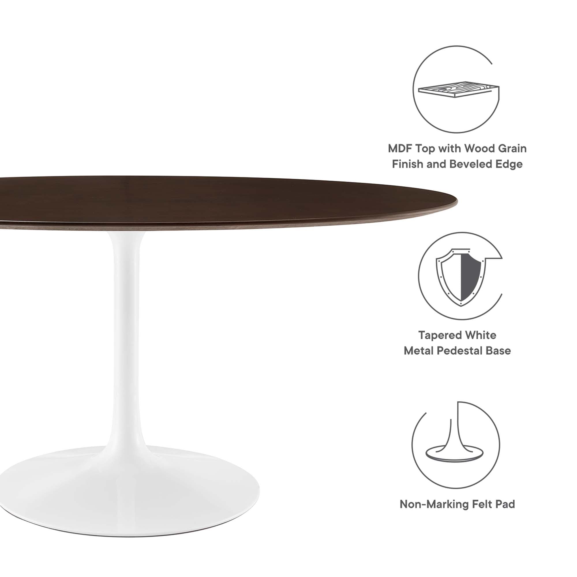 Modway Lippa 60" Oval Cherry Walnut Wood Dining Table