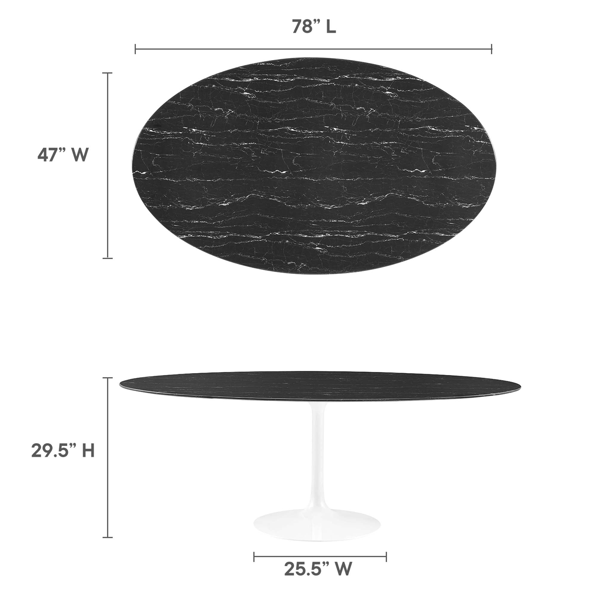 Modway Lippa 78" Oval Faux Marble Dining Table
