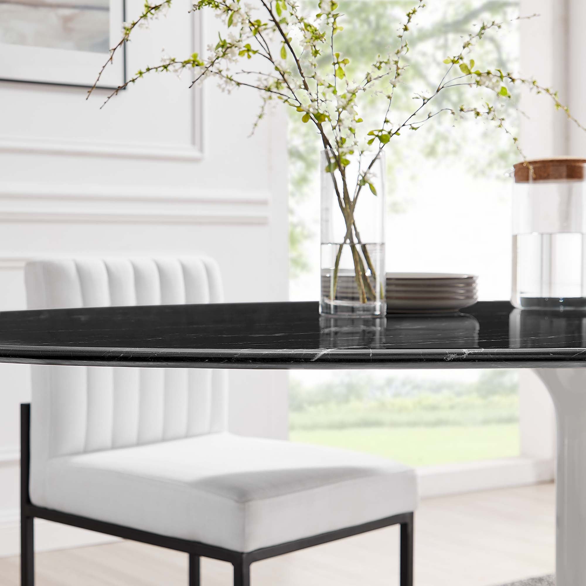 Modway Lippa 78" Oval Faux Marble Dining Table