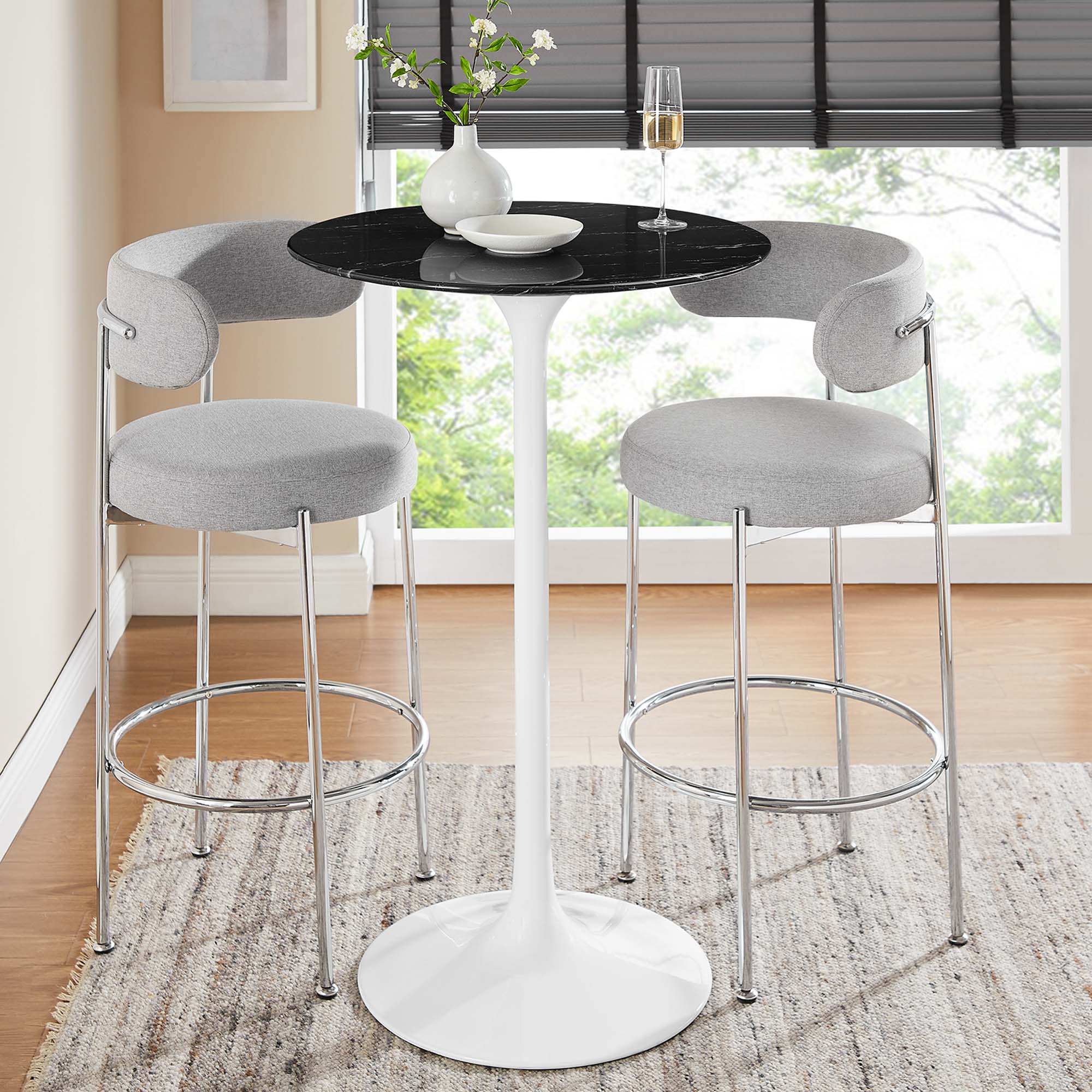 Modway Lippa 28" Round Faux Marble Bar Table