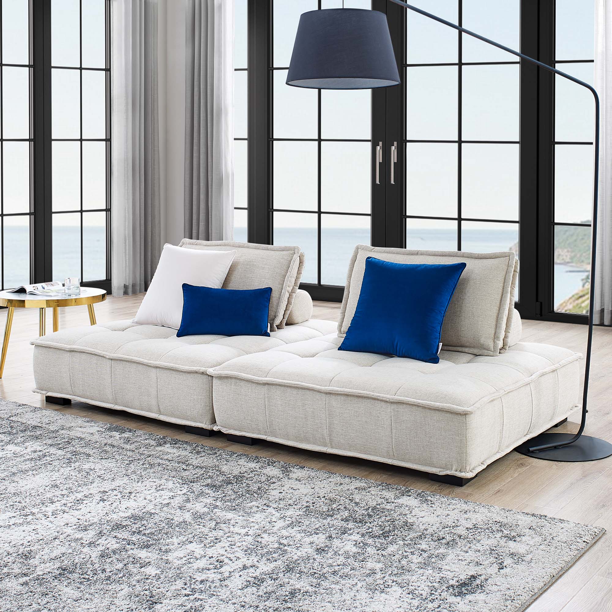 Modway Saunter 2-Piece Tufted Fabric Fabric Loveseat