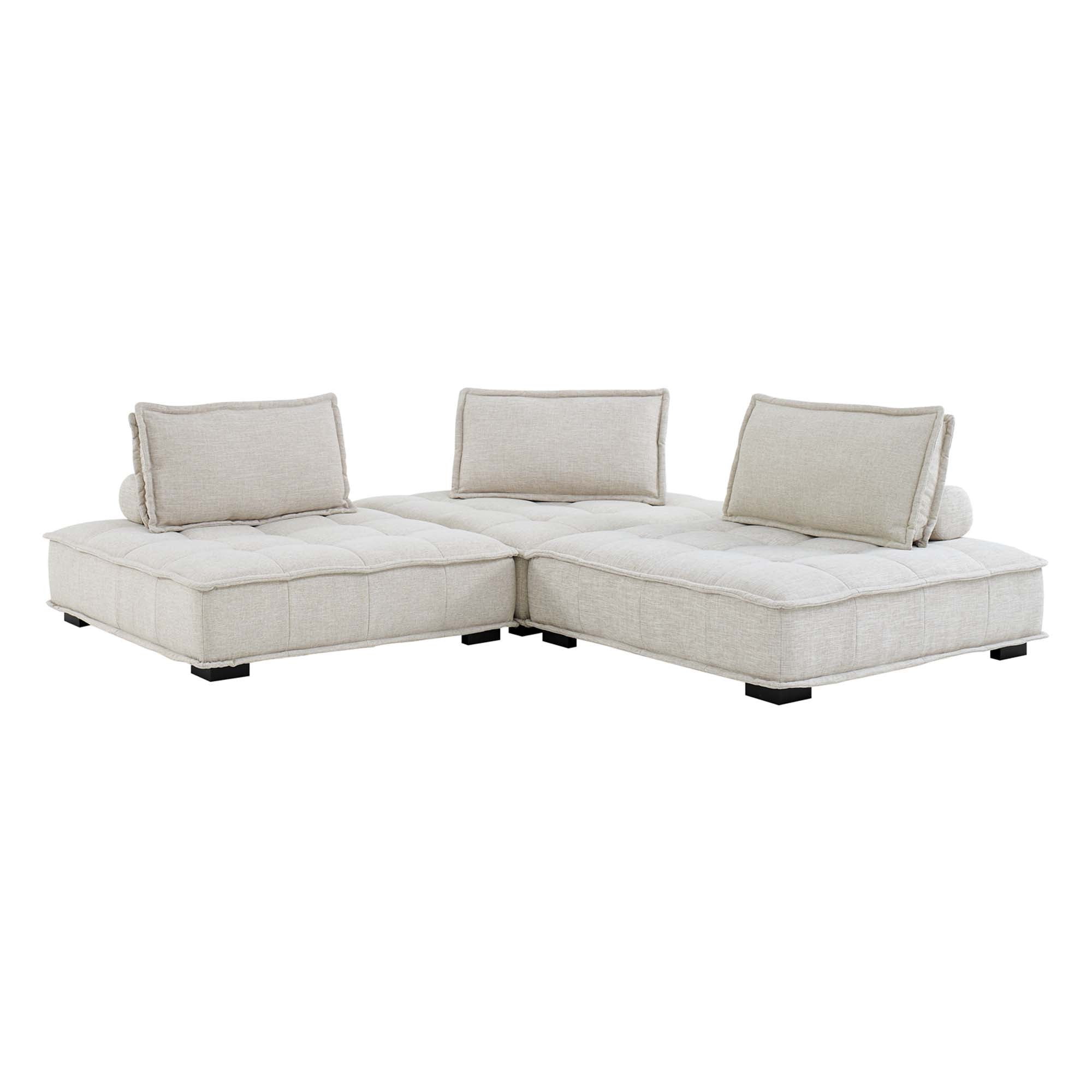 Modway Saunter 3-Piece Tufted Fabric Fabric Sofa