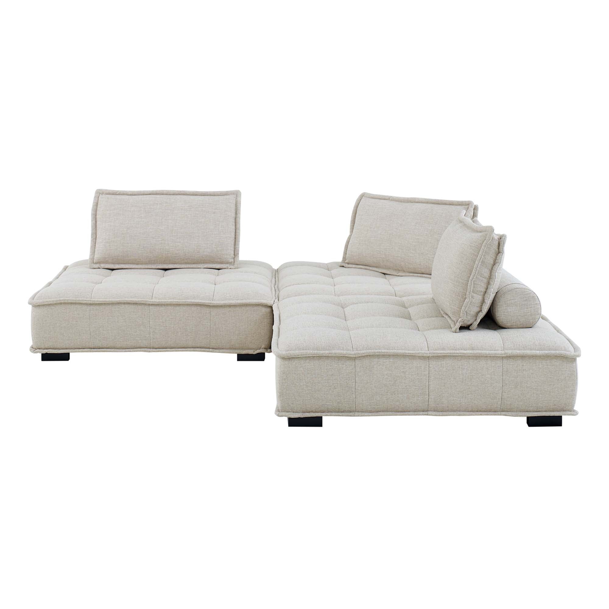 Modway Saunter 3-Piece Tufted Fabric Fabric Sofa