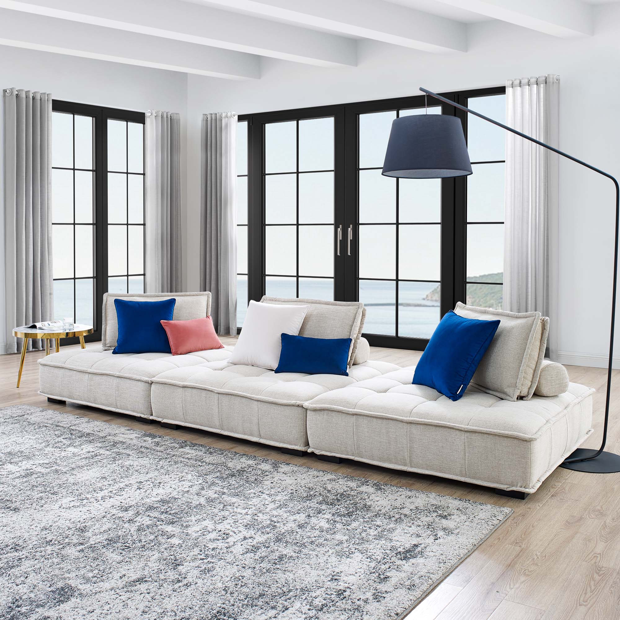 Modway Saunter 3-Piece Tufted Fabric Fabric Sofa