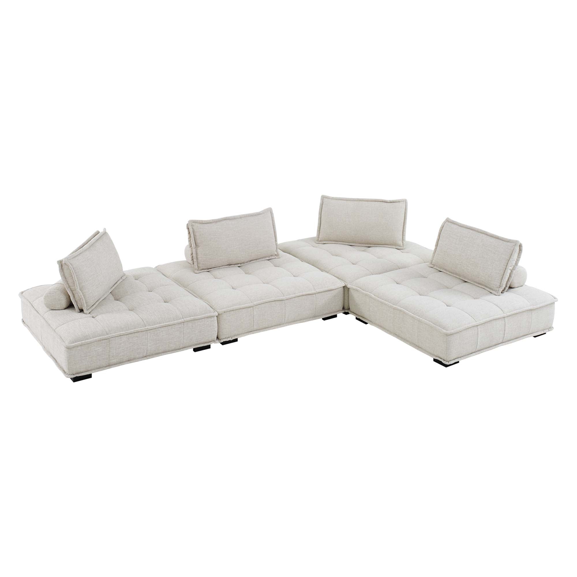 Modway Saunter 4-Piece Tufted Fabric Fabric Sectional Sofa