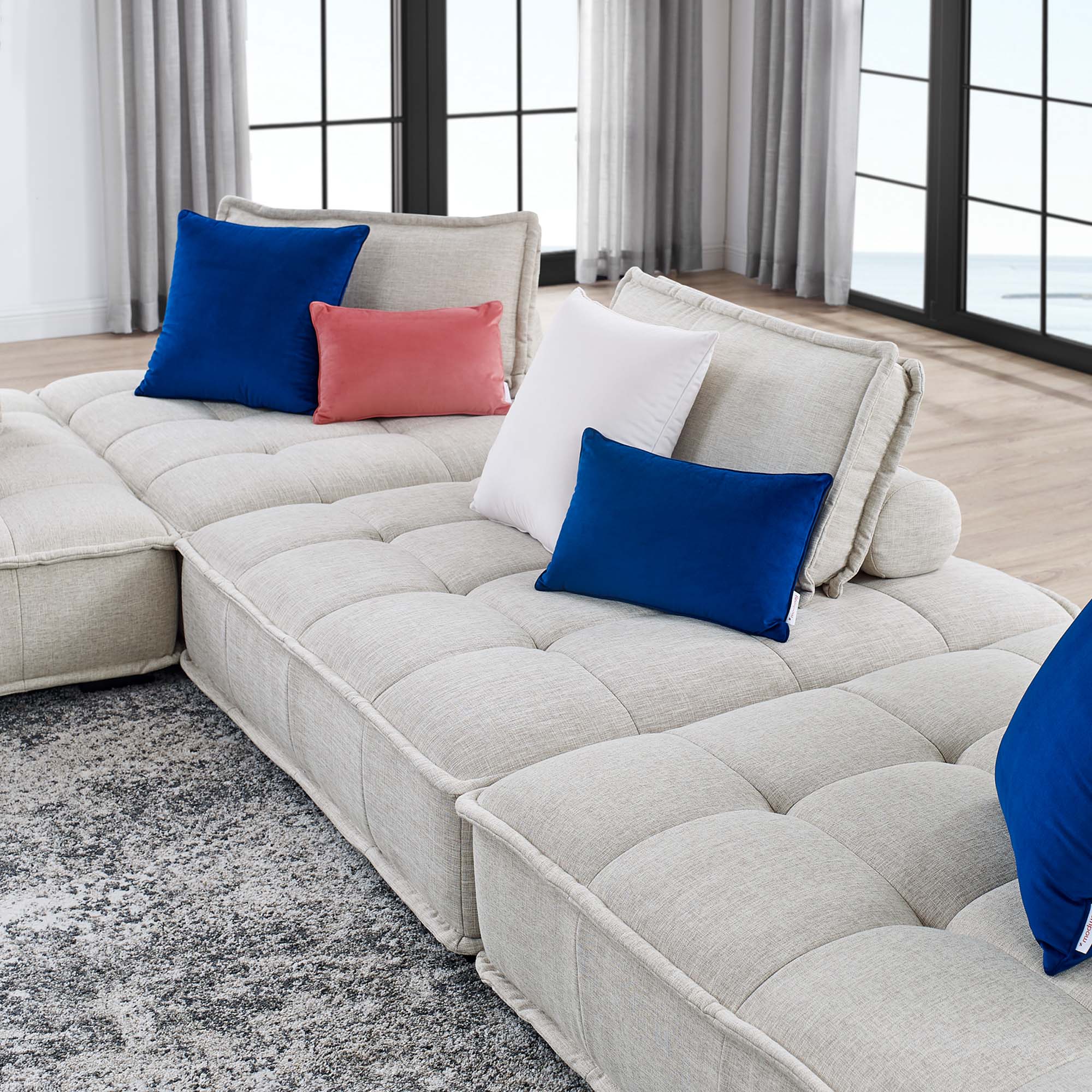 Modway Saunter 4-Piece Tufted Fabric Fabric Sectional Sofa