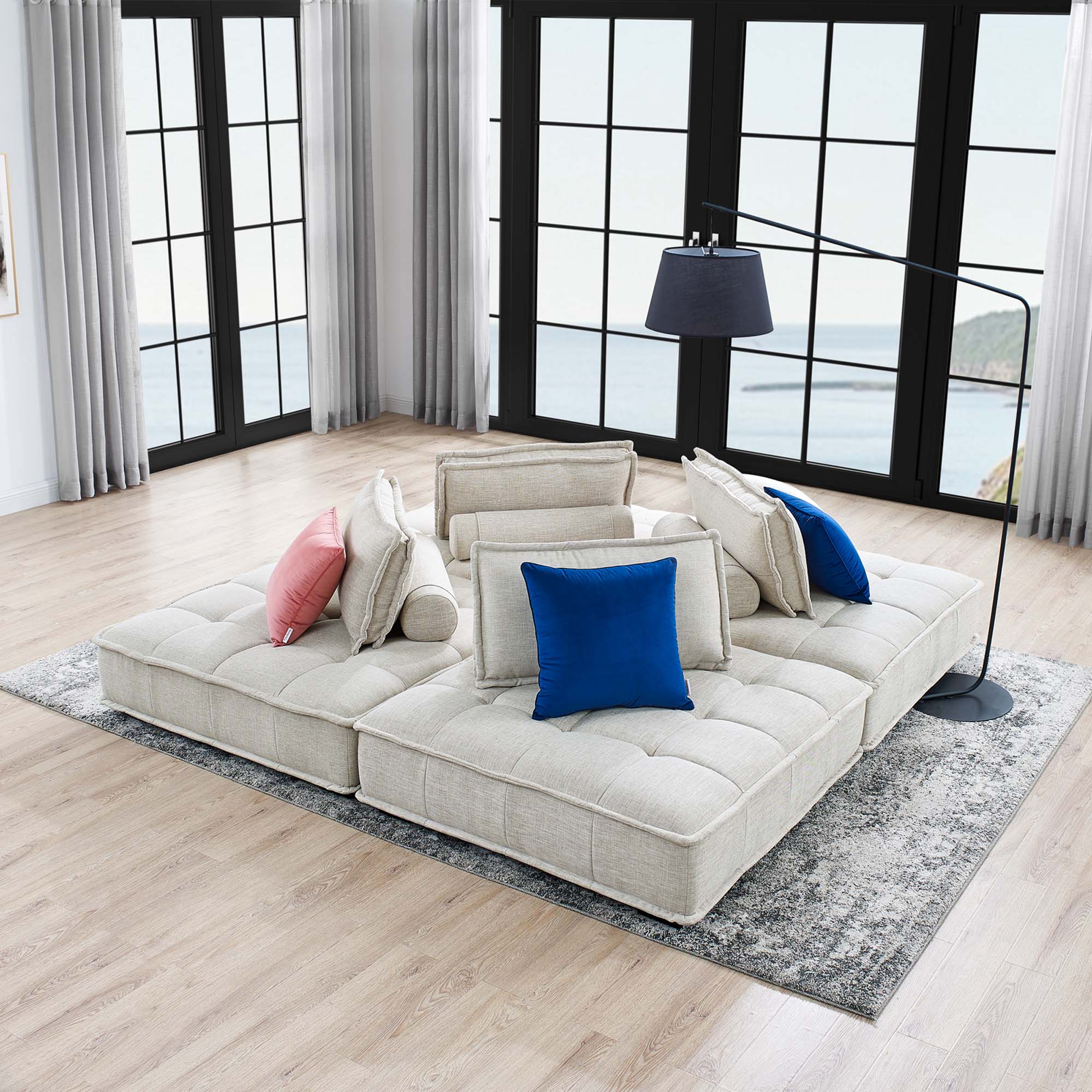 Modway Saunter 4-Piece Tufted Fabric Fabric Sectional Sofa