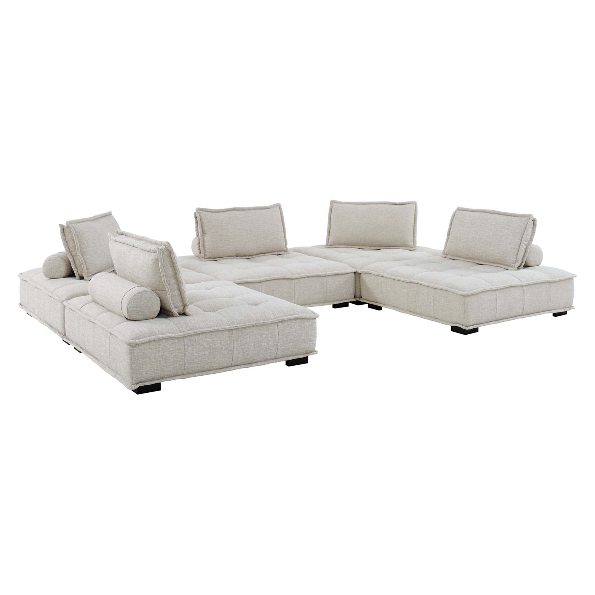 Modway Saunter 5-Piece Tufted Fabric Fabric Sectional Sofa