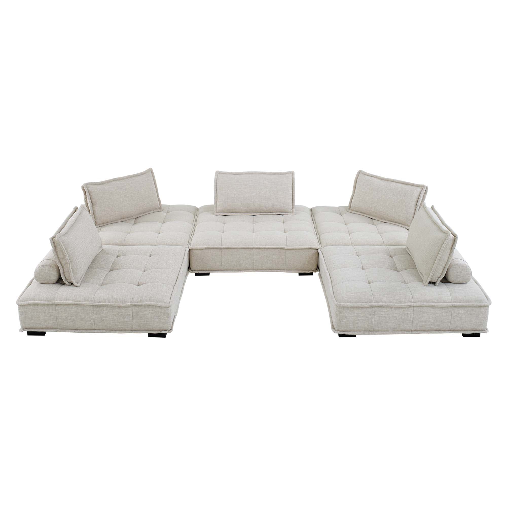 Modway Saunter 5-Piece Tufted Fabric Fabric Sectional Sofa