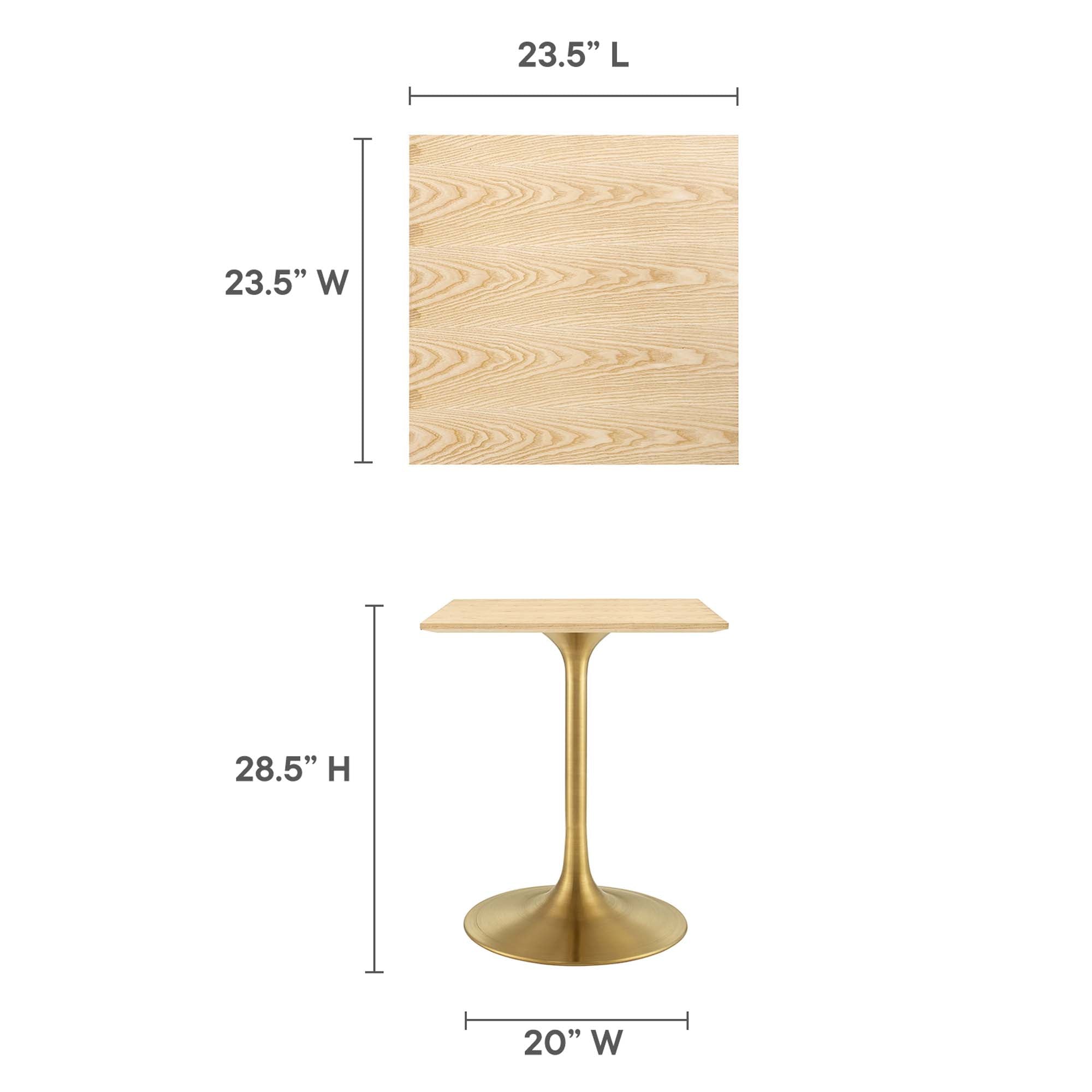 Modway Lippa 24" Square Wood Dining Table