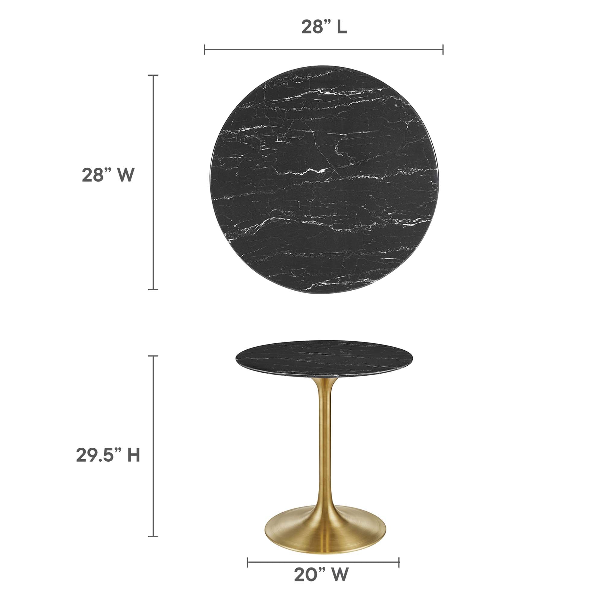 Modway Lippa 28" Round Faux Marble Dining Table