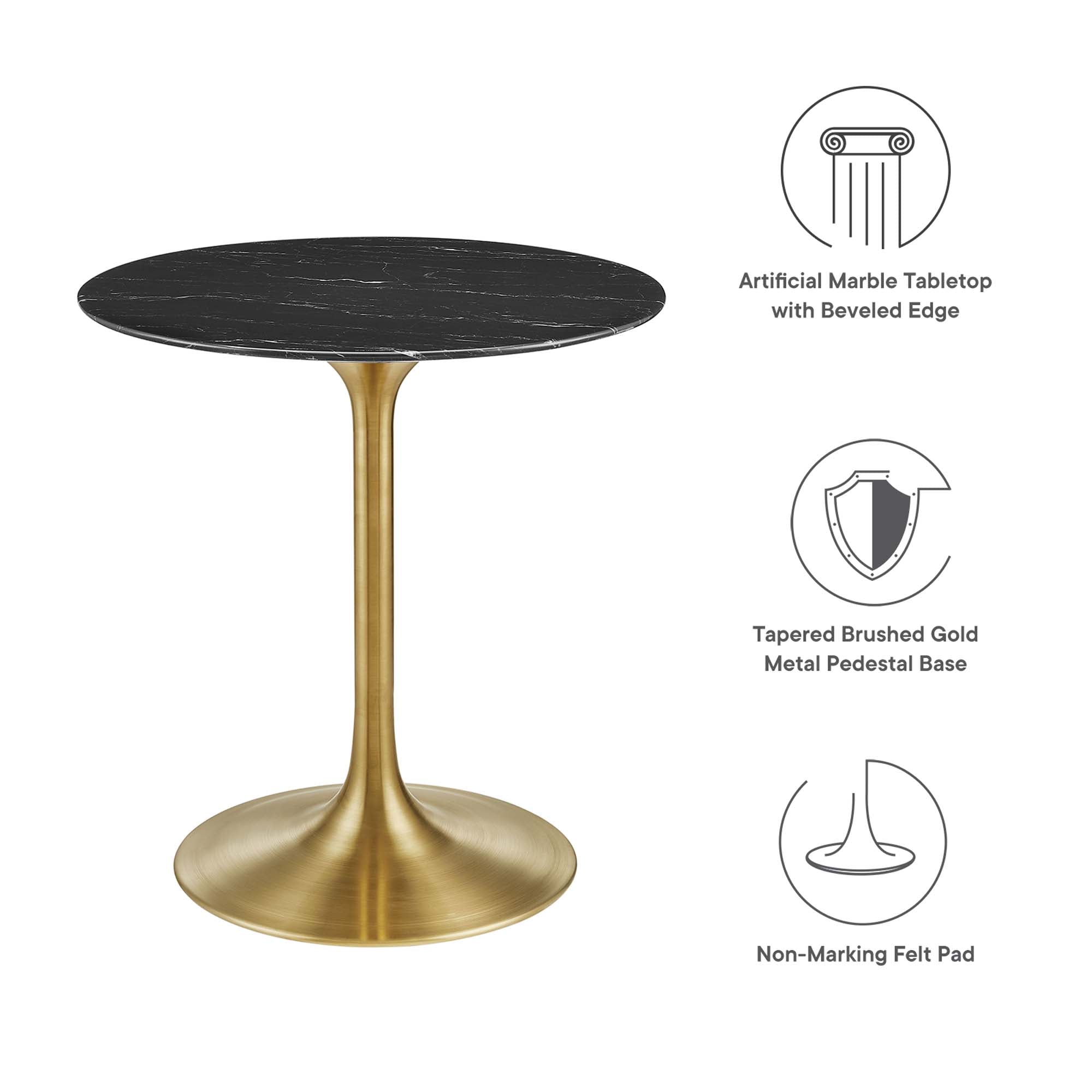 Modway Lippa 28" Round Faux Marble Dining Table