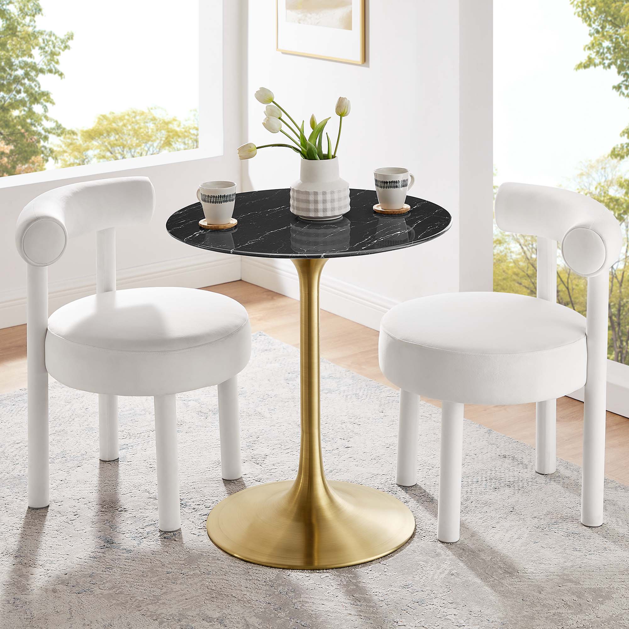 Modway Lippa 28" Round Faux Marble Dining Table